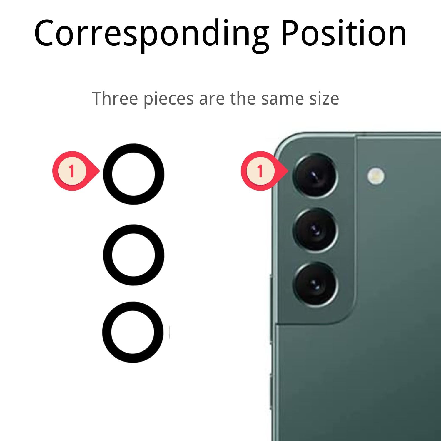 2 Sets Camera Lens Glass Replacement for Samsung Galaxy S22/S22+ Plus - Pre-Installed Adhesive 4