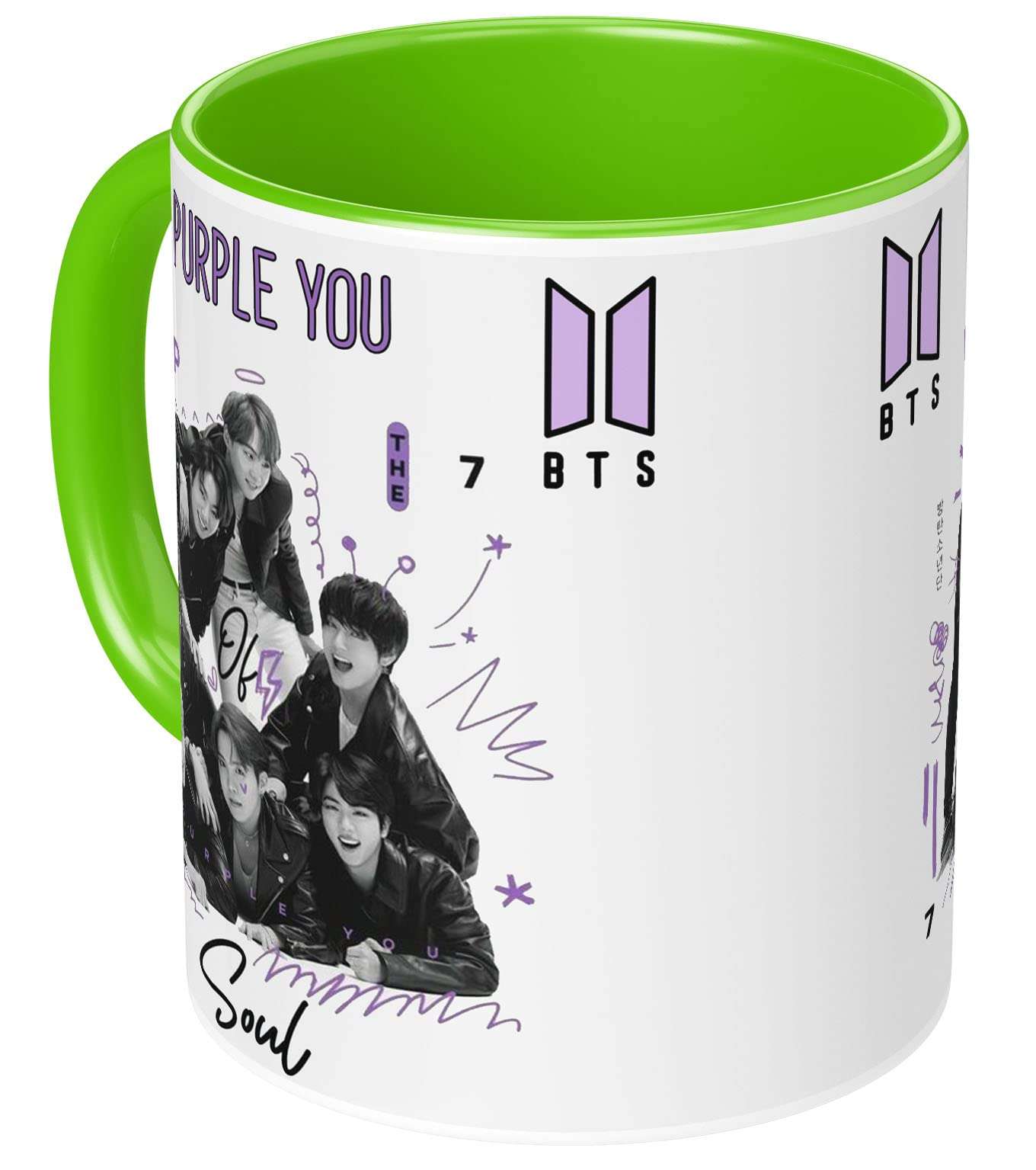 NH10 DESIGNS BTS Printed Mug with Keychain for Girls Boys Birthday Gift for Friends BTS Music Band V Suga J-Hope Jungkook Jin Jimin Rm, BTS Mug (Coffee Mug-350ml) -B61LGMK 3 4