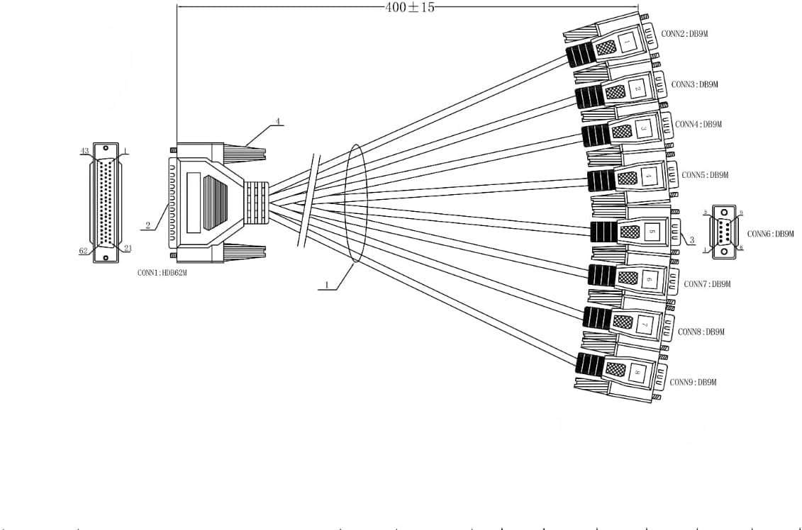 Pidwaok DB62 to 8X DB9 RS232 Serial Cable, 1-Male to 8-Male Breakout Adapter Wire for PCI-E Multi-Port Serial Communication Cards (0.45 Meters) 6