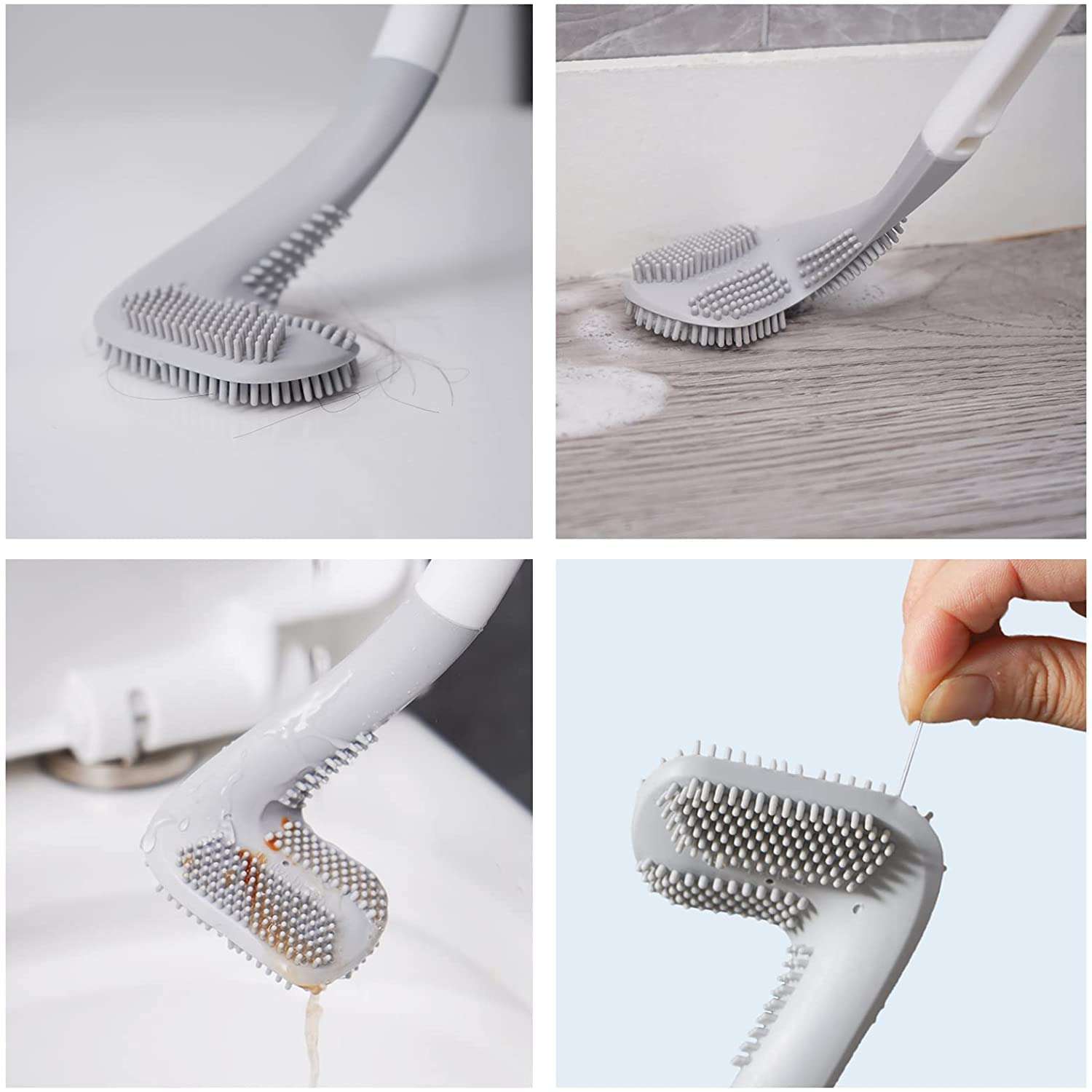 Aavad-Khodal Enterprise Toilet Brush 360 Golf Toilet Brush Holder Set,Flexible Silicone Long Handled Toilet Bowl Cleaning Brush( Pack of 1) 4