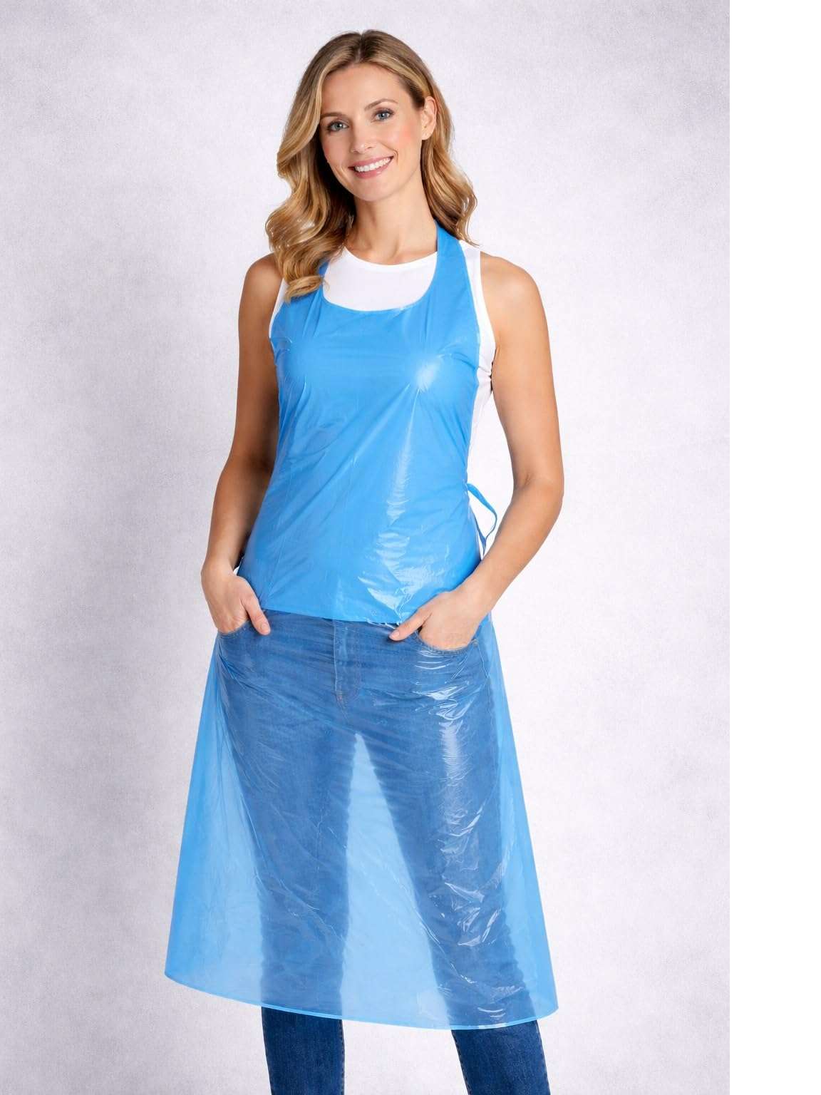 Jonatters JR Disposable Plastic Aprons, Blue - (Pack of 50) 3