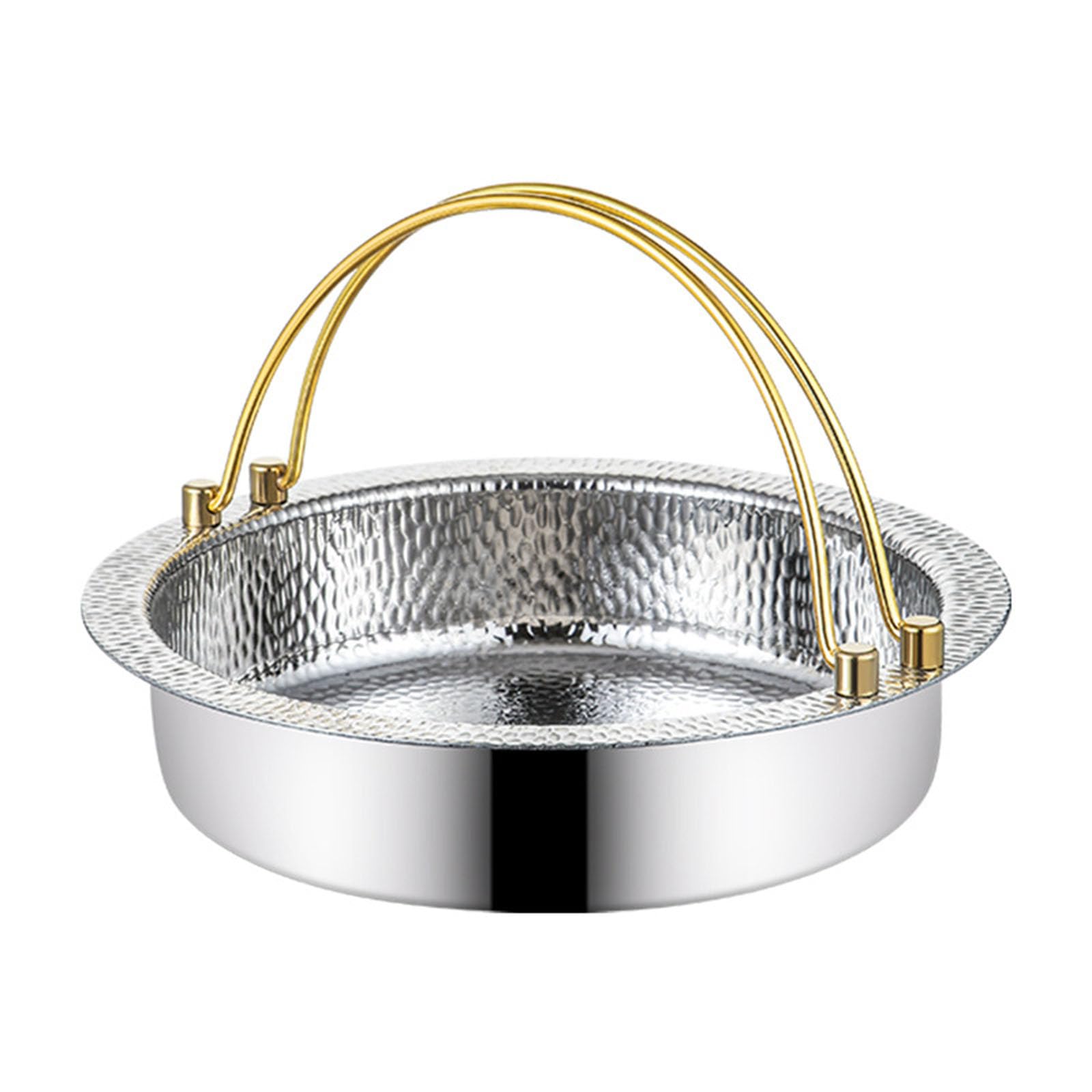 GFHVDC Japanese Sukiyaki Stainless Pan Commercial Hammered Shabu Shabu Pot Japanese Style Sukiyaki Nabe Pot 304 Stainless Steel Stock Pot Hotpot Stockpot for Induction Cooktop, Gas Stove & Hot Burner,