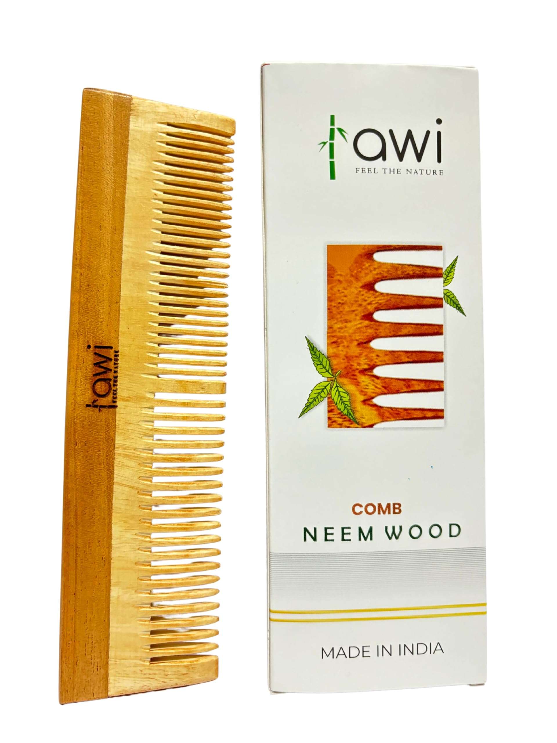 Awi Kacchi Neem Wooden Comb - Pack of 3 Soaked In Neem Oil For Multi-Actions - Detangling, Frizz Control & Shine,Suited for Hair Growth, Hair fall & Dandruff Control For All Hair Types 3