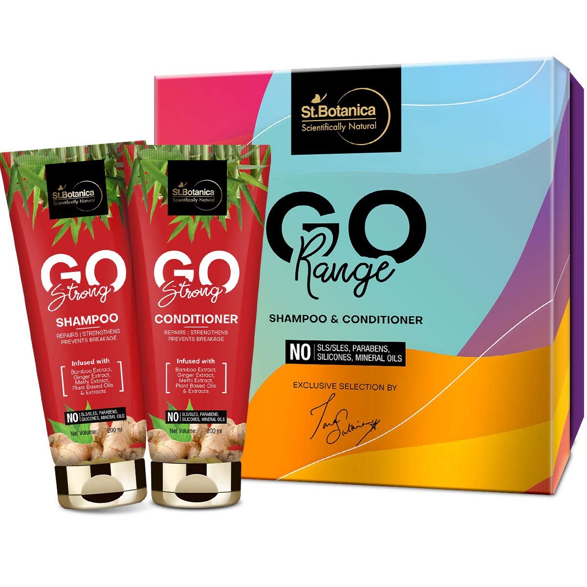 St.Botanica Go Strong Shampoo + Conditioner, 200ml Each, No SLS/Sulphate, Paraben, Silicones, Colors 1