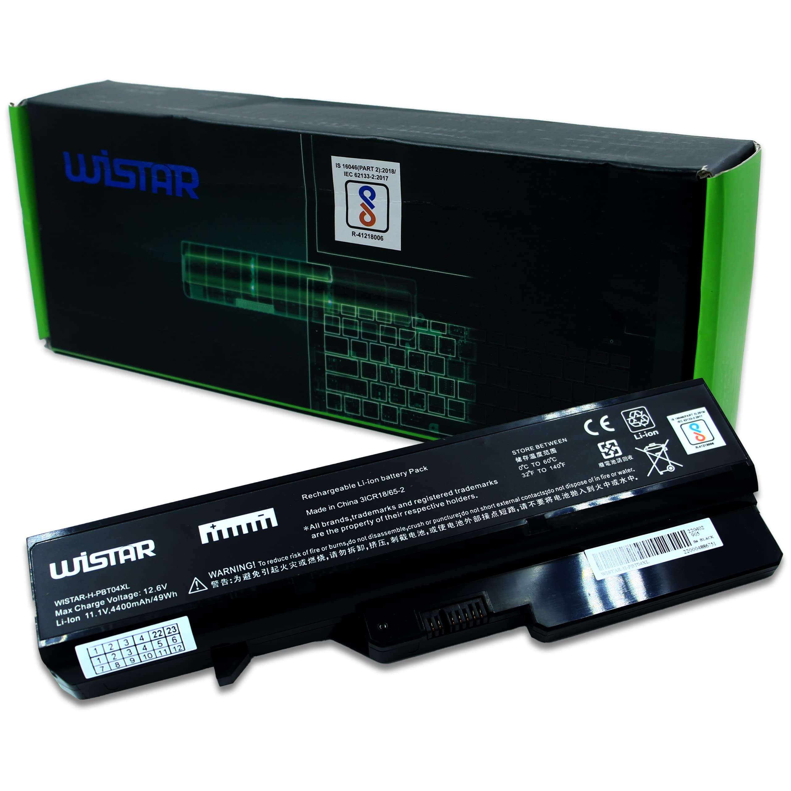 WISTAR Battery for Lenovo V570 G560 B570 IdeaPad Z470 Z560 Z565 Z570 Z575 L09S6Y02 L09M6Y02 L09L6Y02 G460 G565 V360 L09C6Y02 L10P6Y22 L10C6Y02 57Y6454 [6 Cells/4400mAh 1