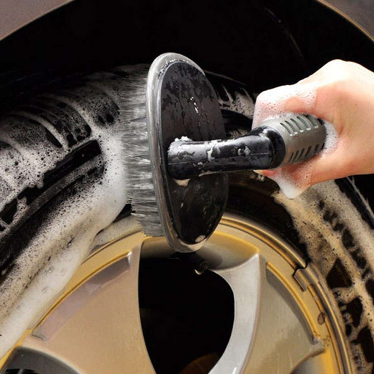 Auto Addict Wheel Tire Scrub Brush Hub Clean Wash Useful Brush Car Washing Cleaning Tool for Jaguar F-Type 4