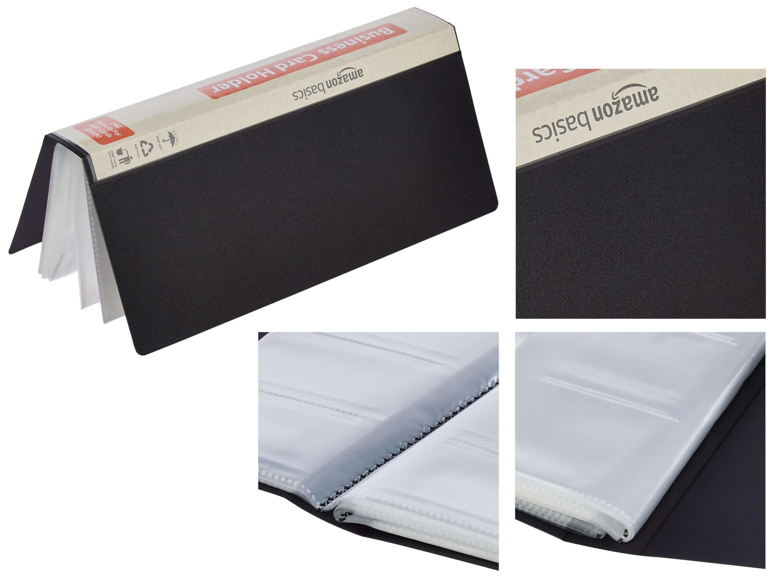 Amazon Basics PVC Card Holder, 240 Pockets for 480 Cards Business/Visiting/Debit/Credit/Name Id Card Holder Book Cash Organizer File 6