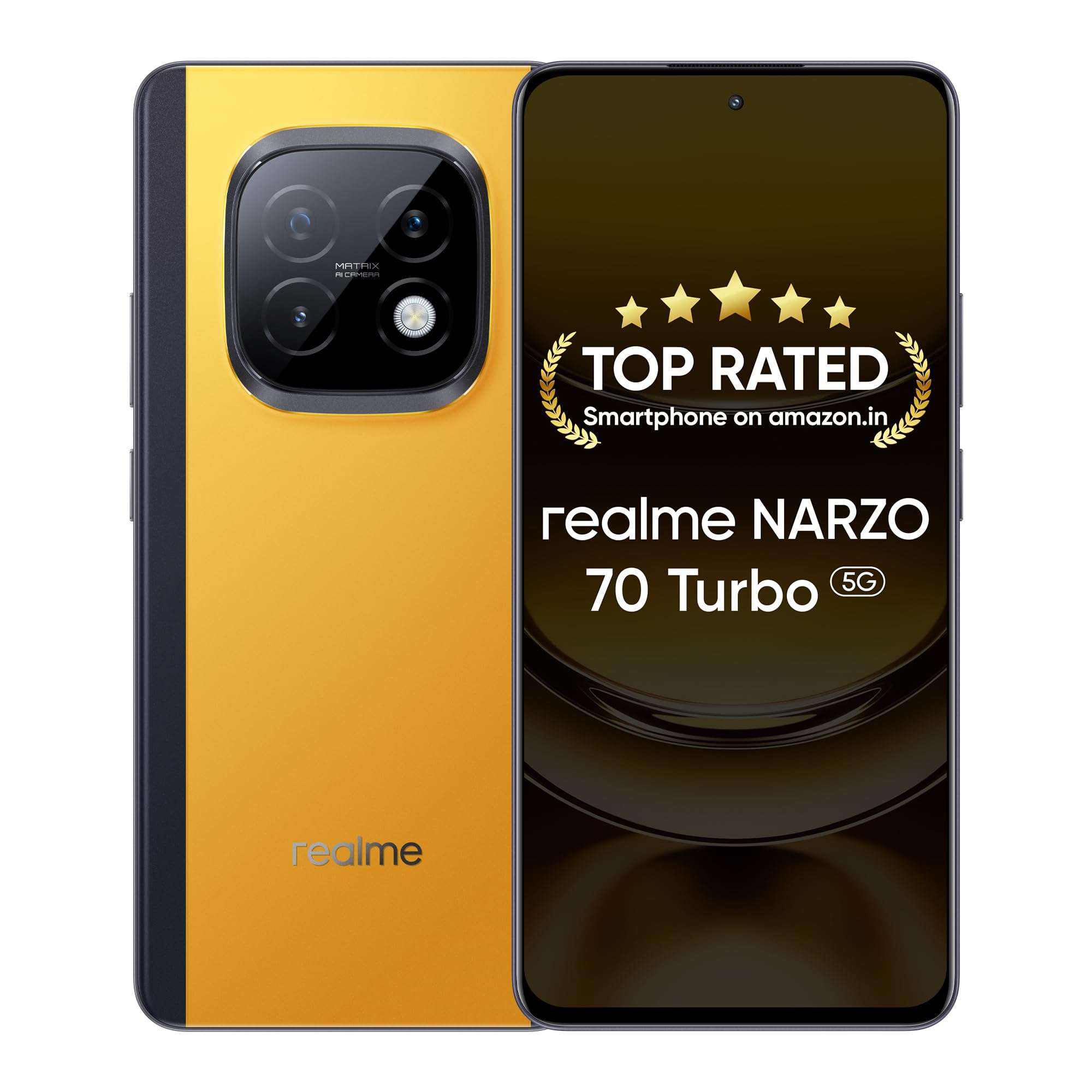 realme NARZO 70 Turbo 5G (Turbo Yellow,6GB RAM,128GB Storage) | Segment's Fastest Dimensity 7300 Energy 5G Chipset | Motorsports Inspired Design 1