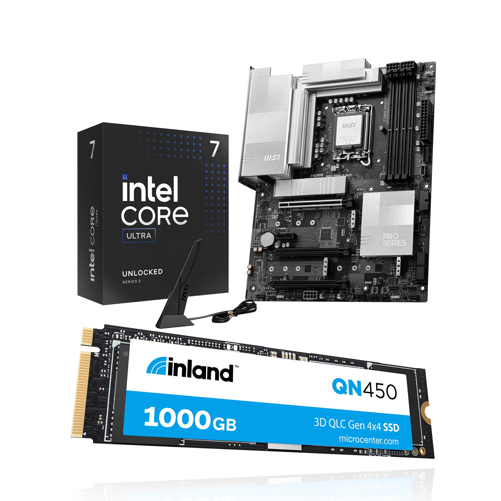 INLAND 3-in-1 Combo: Intel Ultra 7 265K Processor+ Msi Pro Z890-P WiFi 1TB QN450 M.2 2280 SSD 1