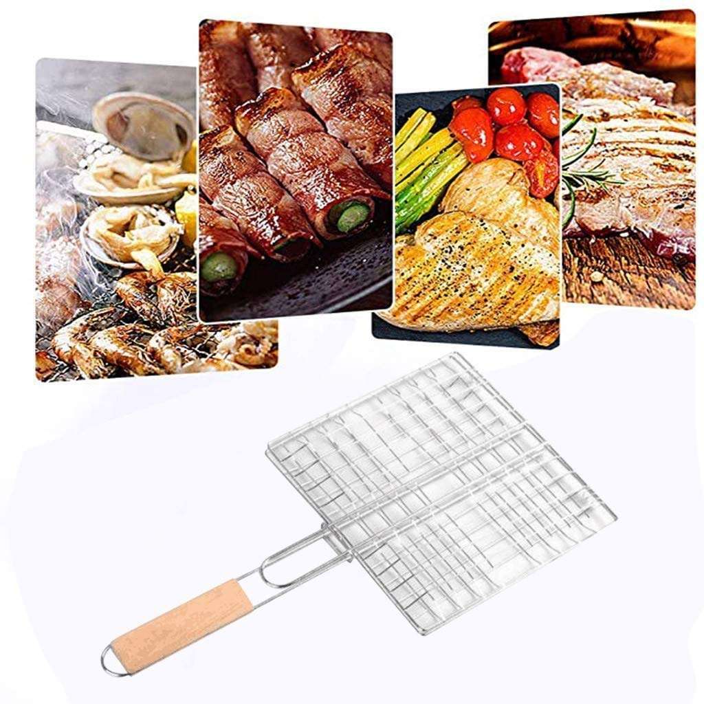 Matiko Portable Stainless Steel BBQ Barbecue Grilling Basket for Fish,Vegetables, Steak,Shrimp, Chops and Many Other Food .Great and Useful BBQ Tool {Small Size} 1