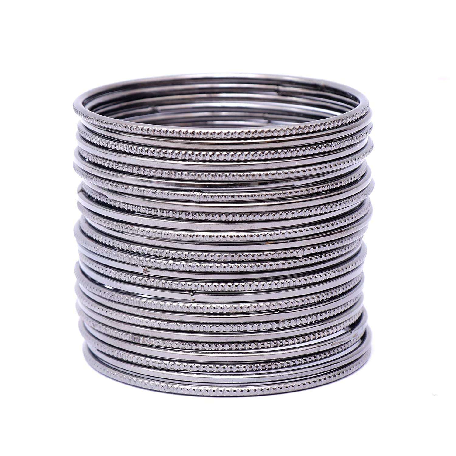 Shivarth Bangles Casual Metal Chudi Metallic Black Colour (36 Piece) (2.4) 1