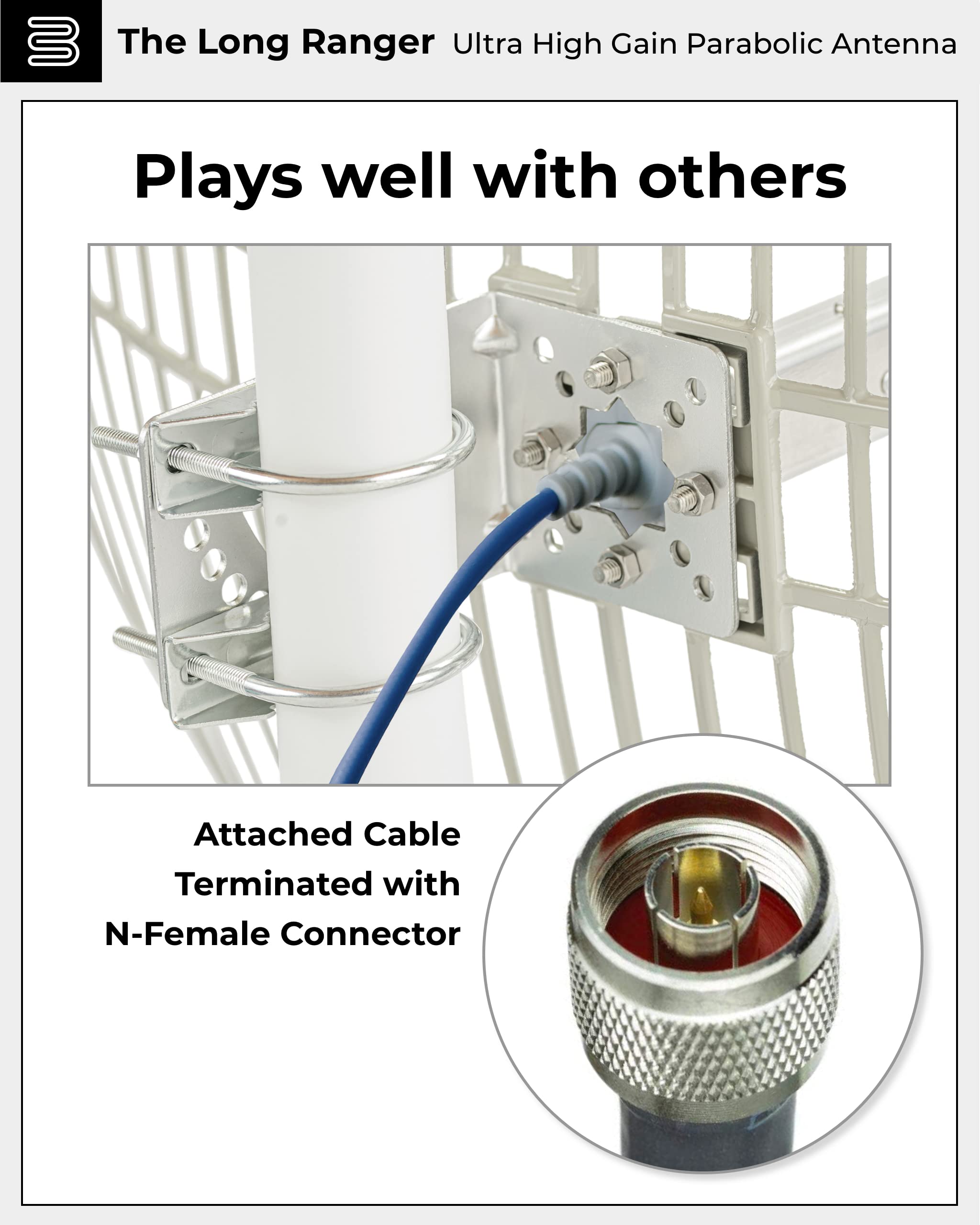 Long Range Cellular Antenna - up to 20 Miles Range | High gain Outdoor Cell Phone Booster Antenna +26db | All Cellular Bands LTE, 4G, 5G Ready, GSM | Works for All Carriers | Weatherproof | BT974822 6