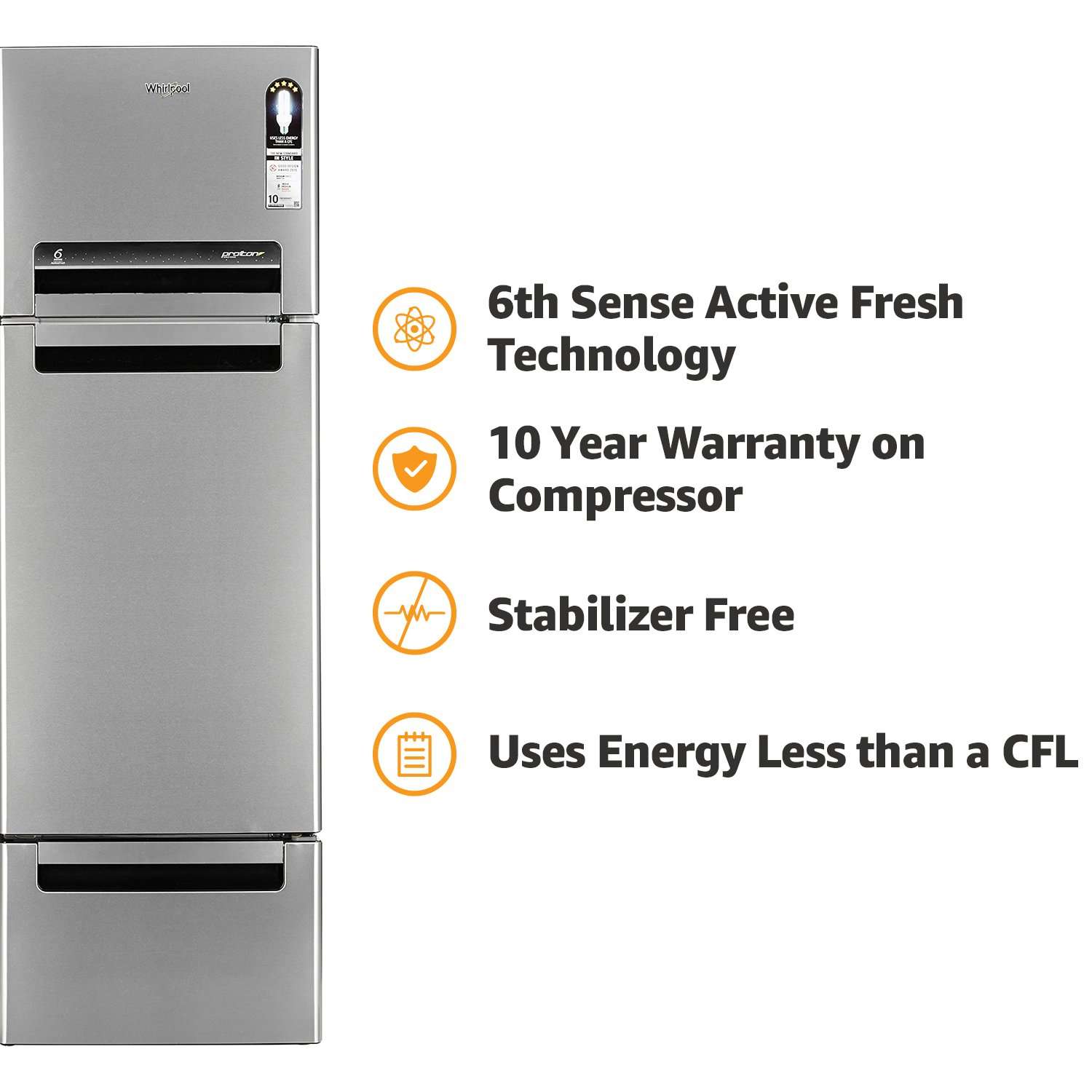 Whirlpool 330 L Frost Free Multi-Door Refrigerator(FP 343D PROTTON ROY ALPHA STEEL (N), Alpha Steel) 3
