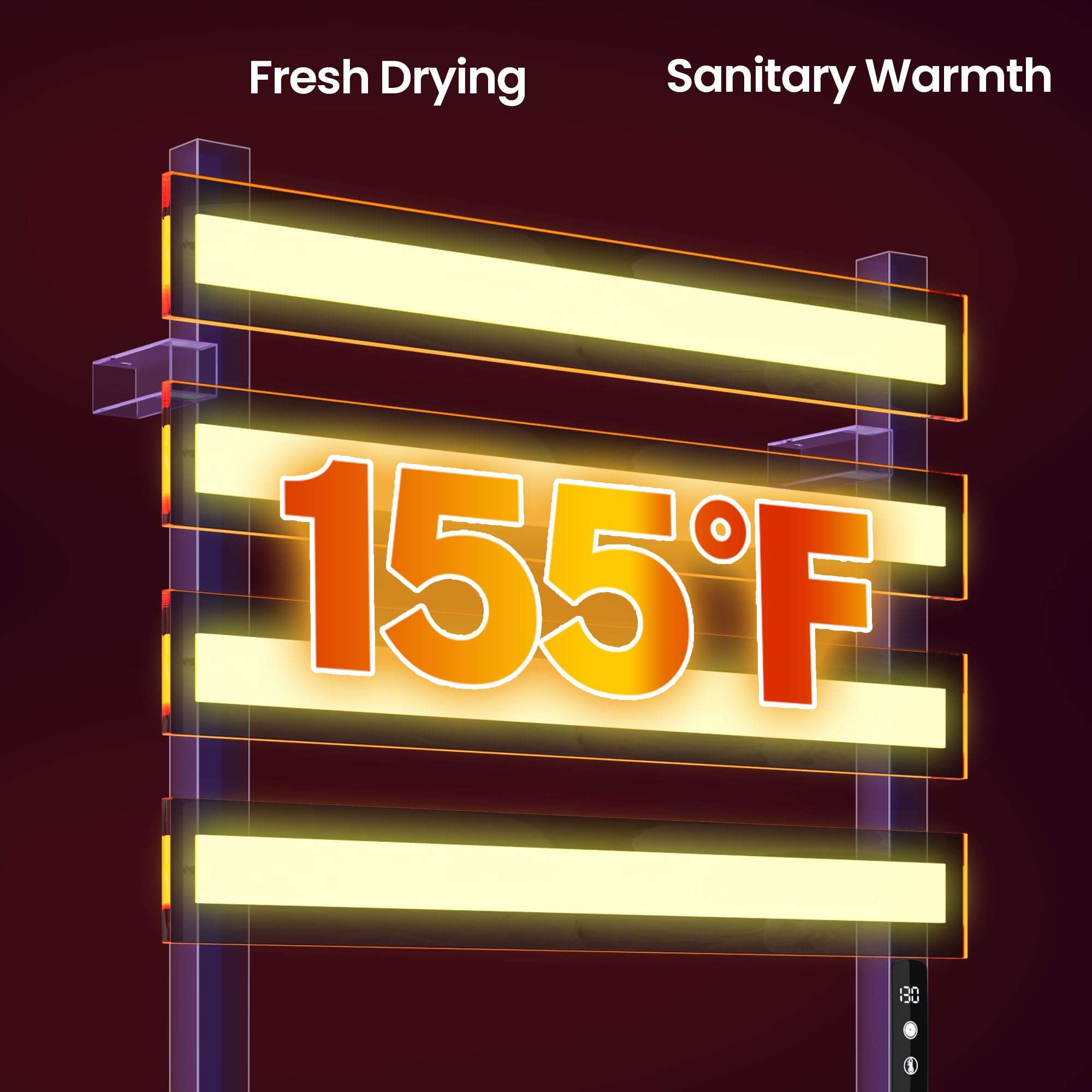 Poloma Freestanding Heated Towel Racks for Bathroom, Towel Warmer Rack, Towel Dryer, Matt Black. 5