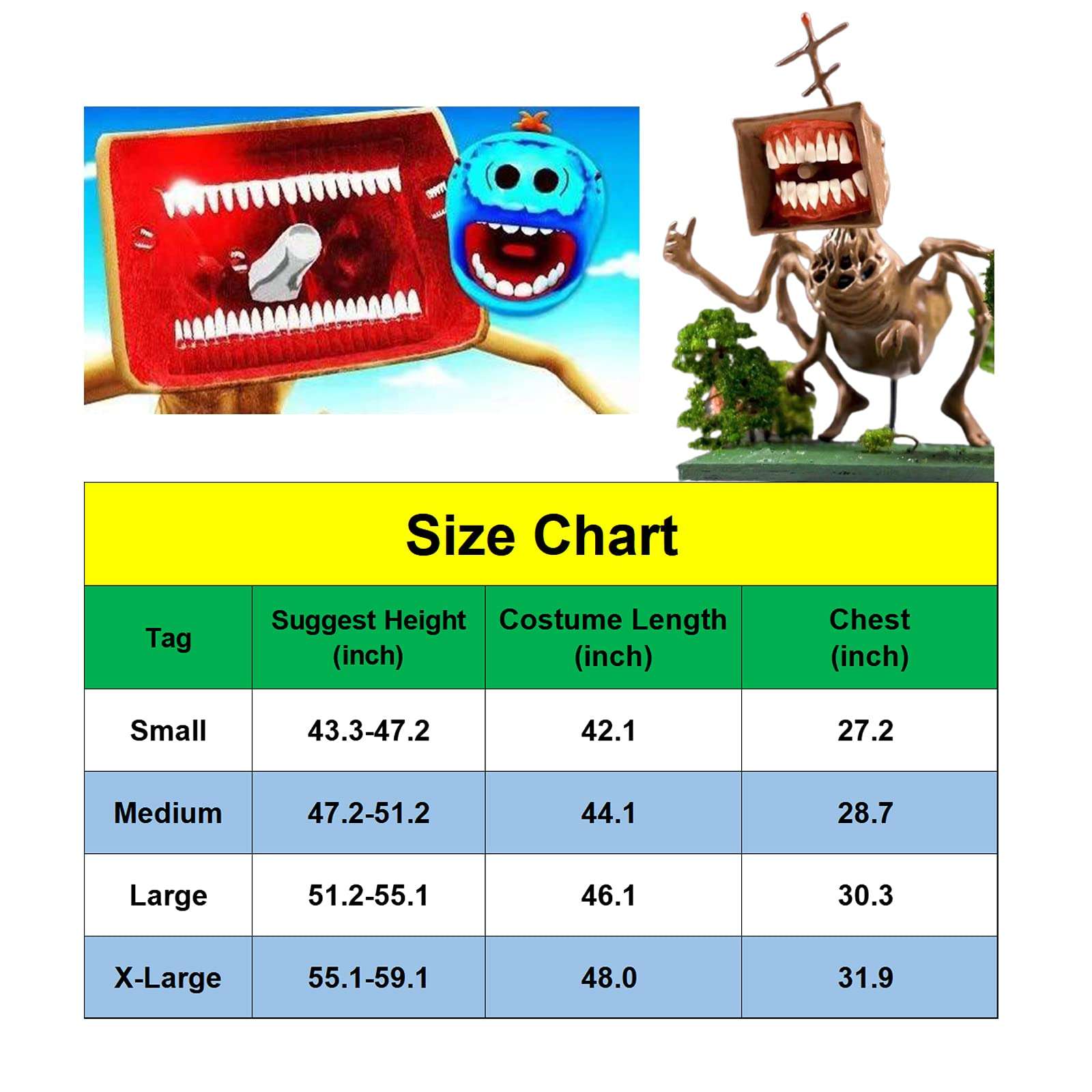 Ubeufun Boys Halloween Cosplay Megahorn Costume Ancestor Siren Head Outfits Creepy SCP Mask Garry's Mod Uniform Megaphone Graphic Dress Up Jumpsuit Cartoon Cat Bodysuit Vestido MH Brown Medium 3