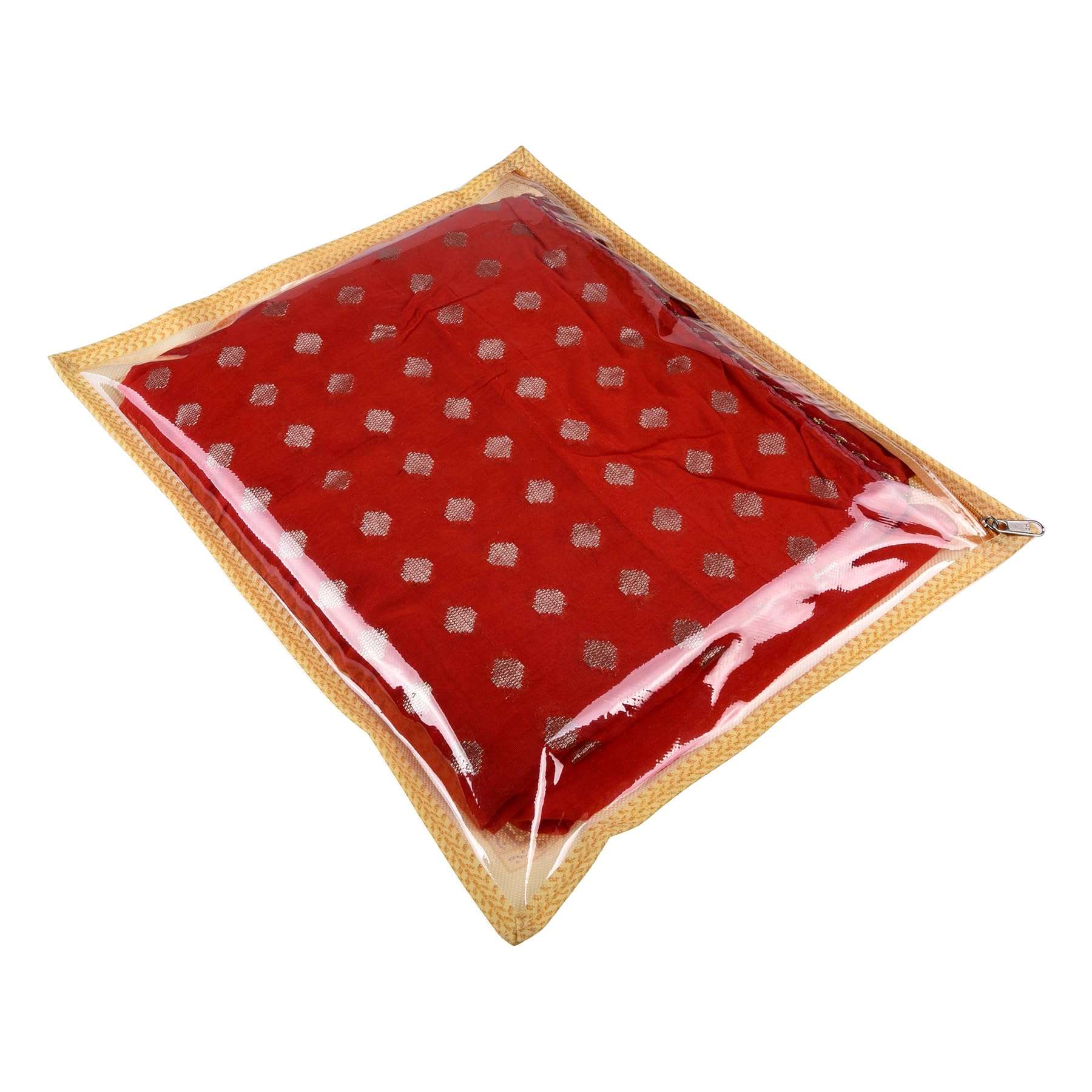 Kuber Industries cotton Saree Cover|Elephant Design Clothes Storage Bag|Single Packing Saree with Zip Closure|Wardrobe Organizer|Pack of 12|Cream 3