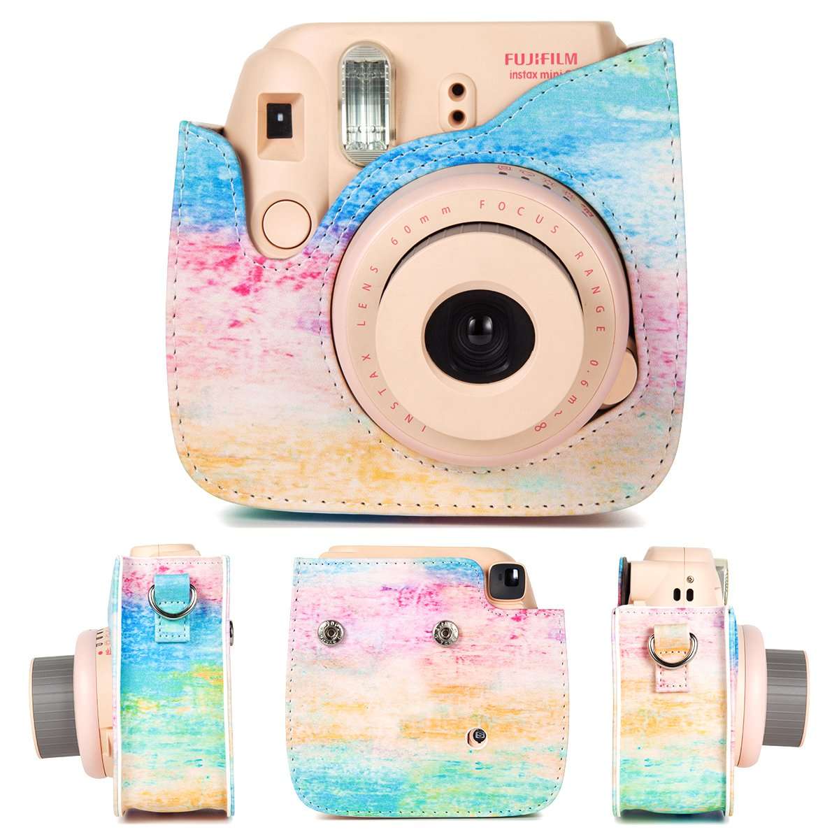 CAIUL Camera Carrying Case Compatible with Fujifilm Instax Mini 8 8+ 9 Camera, Rainbow Mist 2