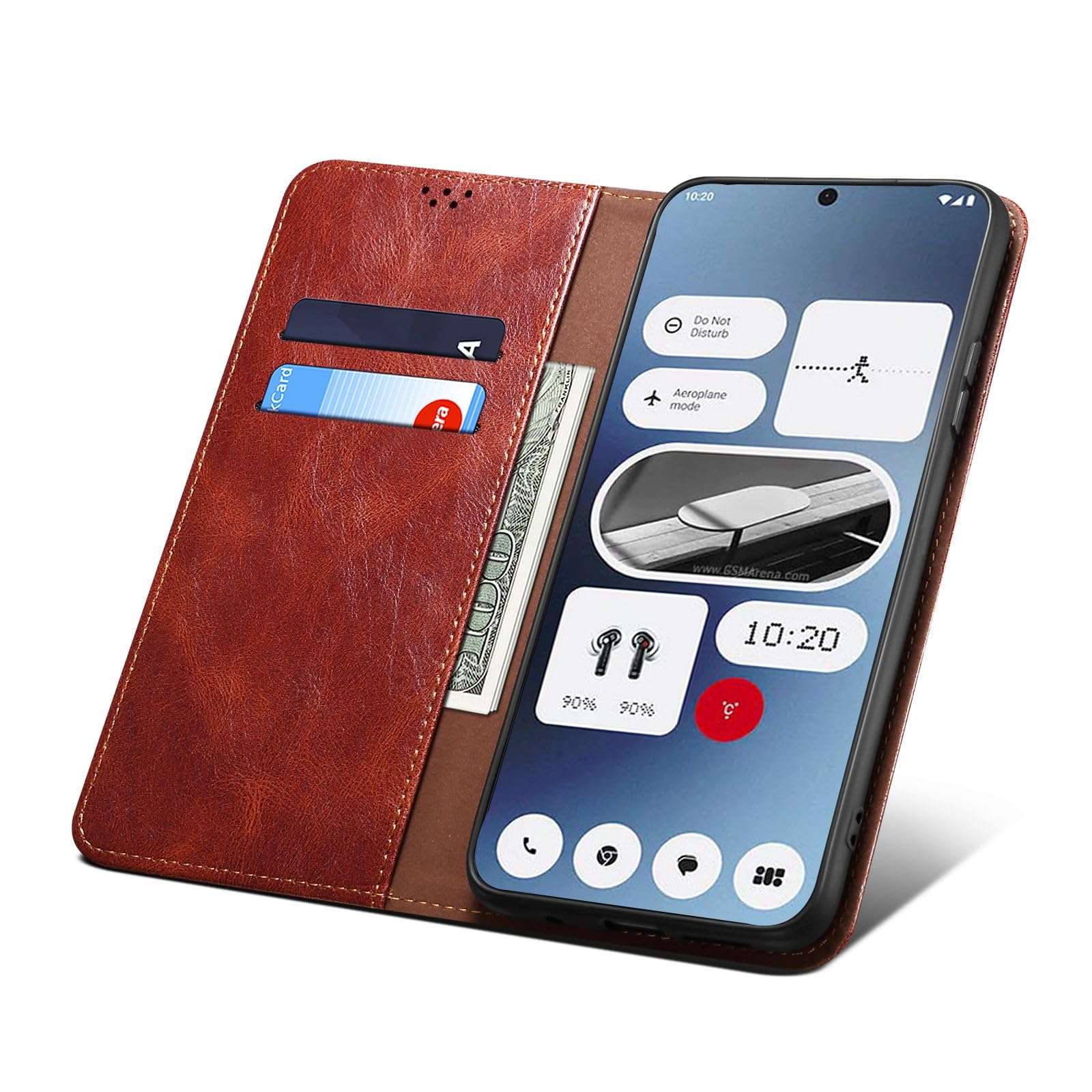 Bepak® Flip Cover for Nothing Phone 2a Flexible Pouch | Soft Leather | Magnetic Closure | Card and Money Pockets Wallet & Viewing Stand - Brown 6