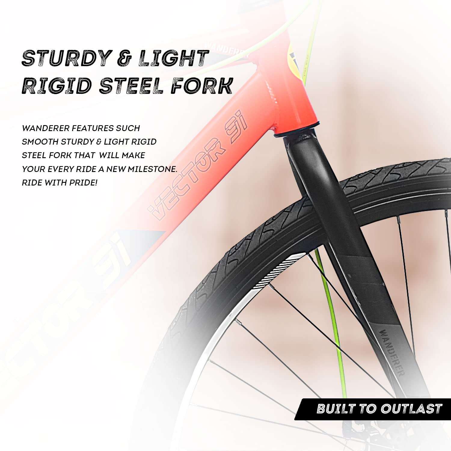 VECTOR 91 Men's Wanderer 700C Single Speed, 18.5 Inches Steel Frame, Hybrid Bike/Bicycle (Red & Black, Ideal For: 12+ Years , Brake: Disc) 6