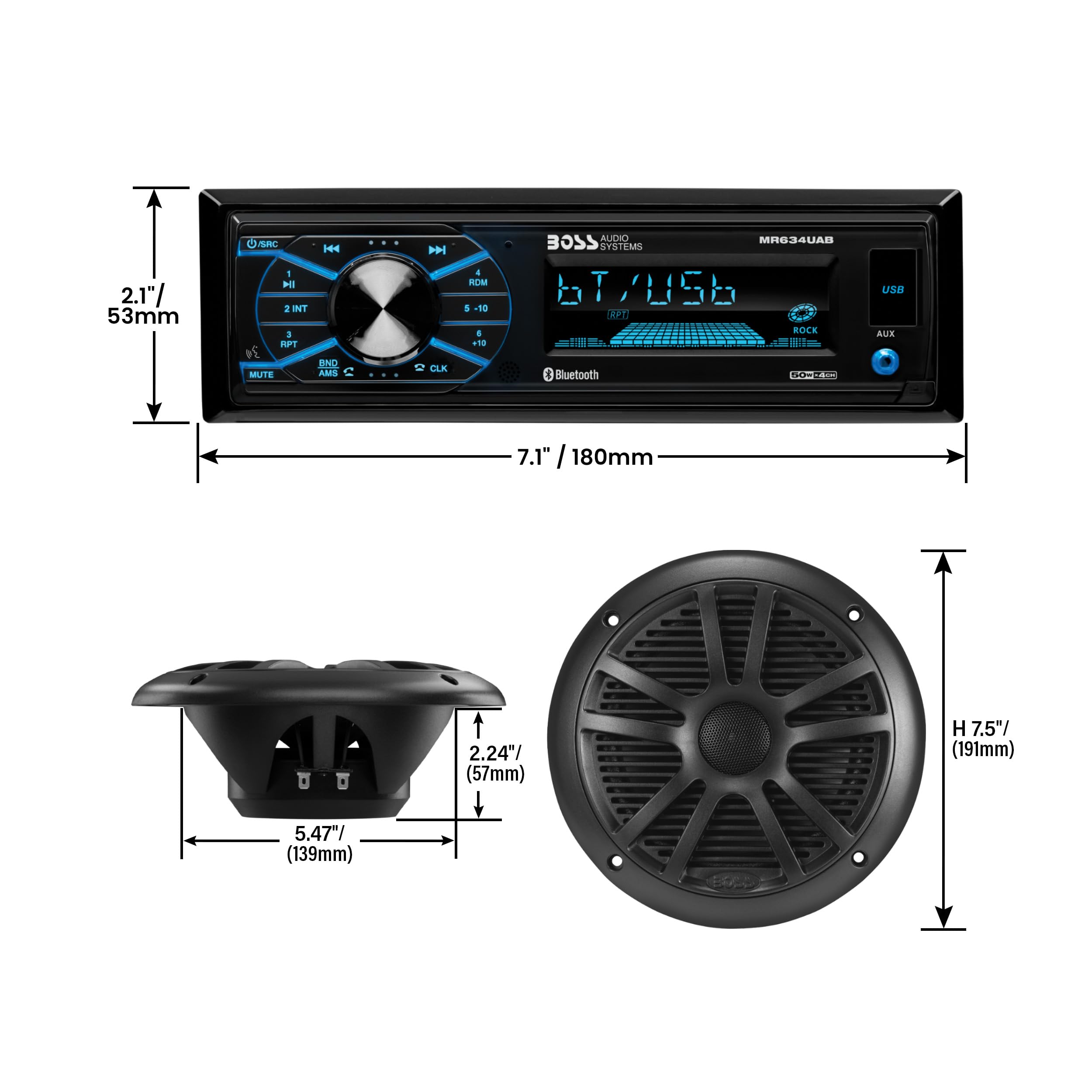 BOSS Audio Systems Marine Radio and Speaker Package 6