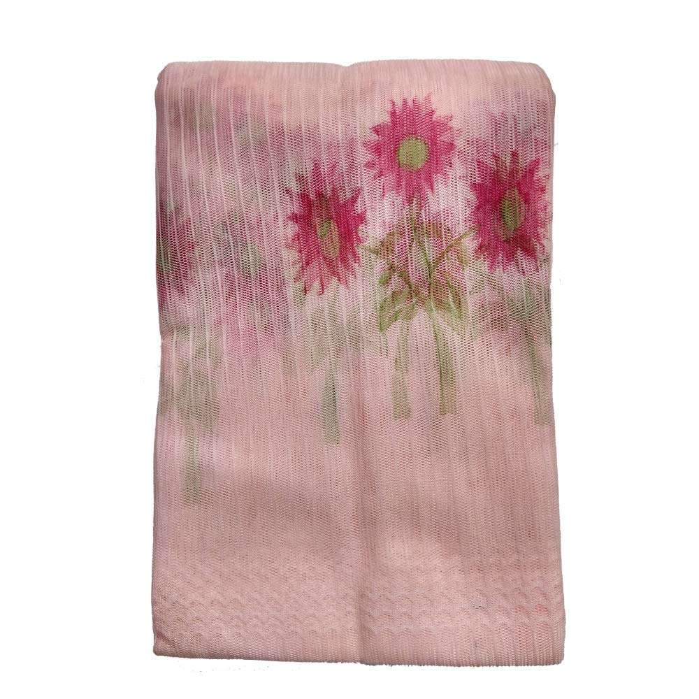 Generic Double Bed 6X7 ft Polyester and Cotton Flower Print Mosquito Net (Cream) 6