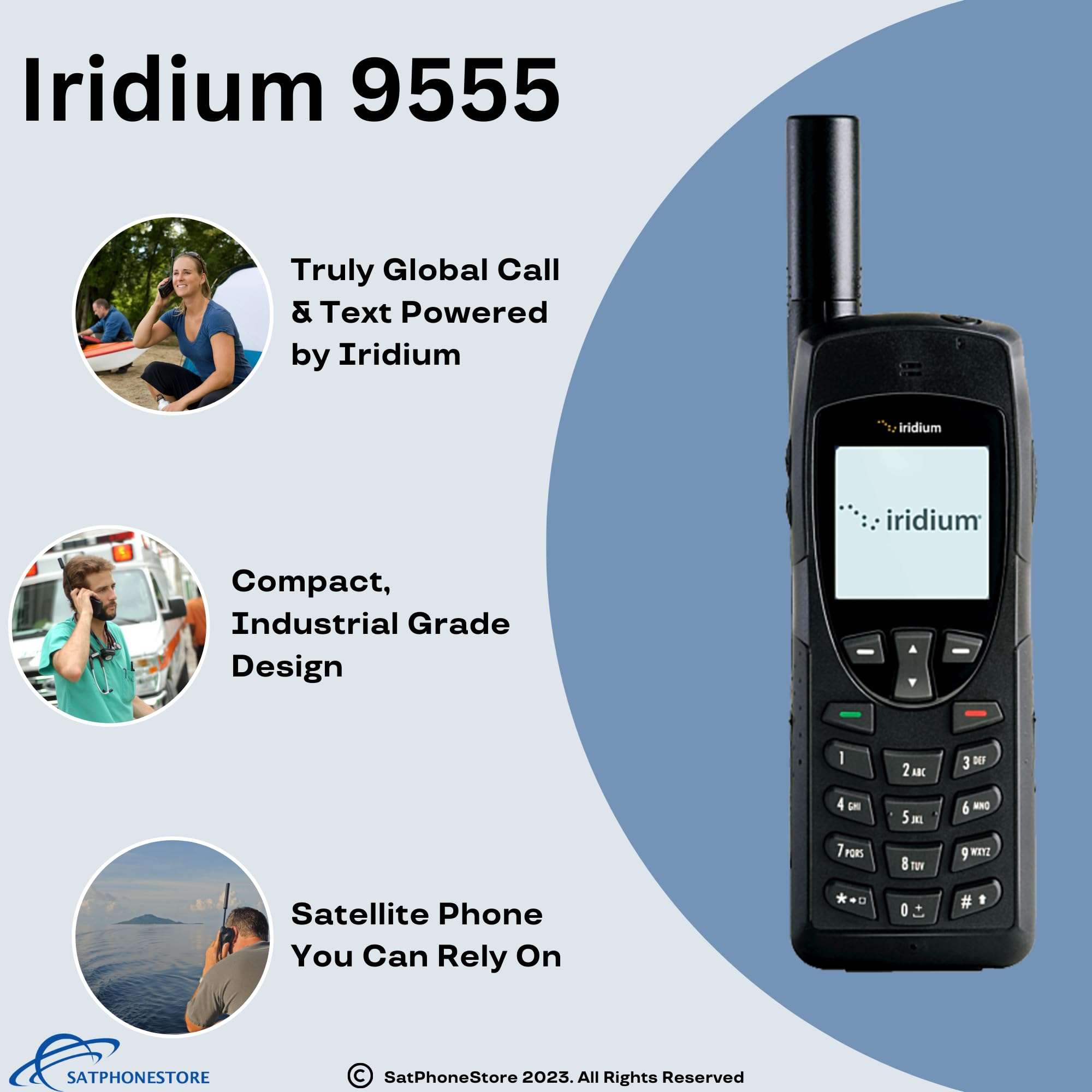 SatPhoneStore Iridium 9555 Satellite Phone Hiker Package with Solar Charger, Protective Case and SIM Card Ready for Easy Online Activation (2: 200 Minutes) 3