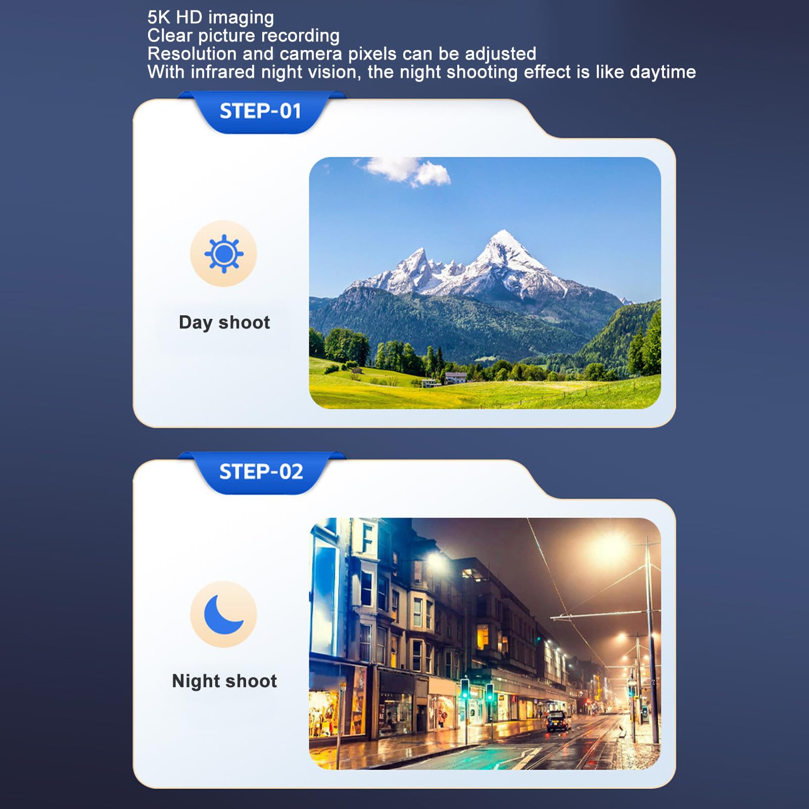 5K Digital Camera, 5G Wi Fi 50MP 50X Digital Zoom Long Range Photography Camera 4 Inch IPS Screen 4800mAh Vlogging Camera with Full Color Night Vision and Star Sky Effect for Teens 3