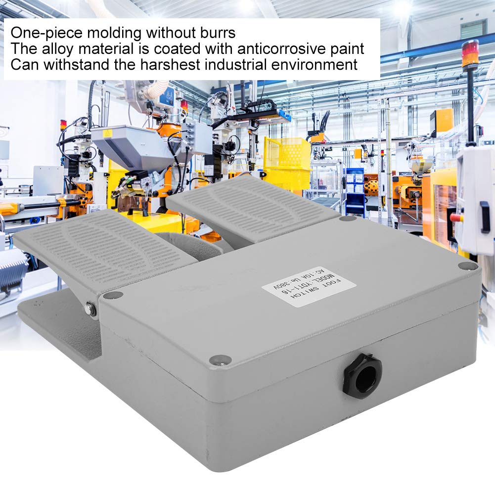 Foot Switch,Dual Foot Pedal Switch,Momentary Foot Operated Pedal Controller Power Switch 380VAC 10A, for lathes,Drills, Punching Machines, 3