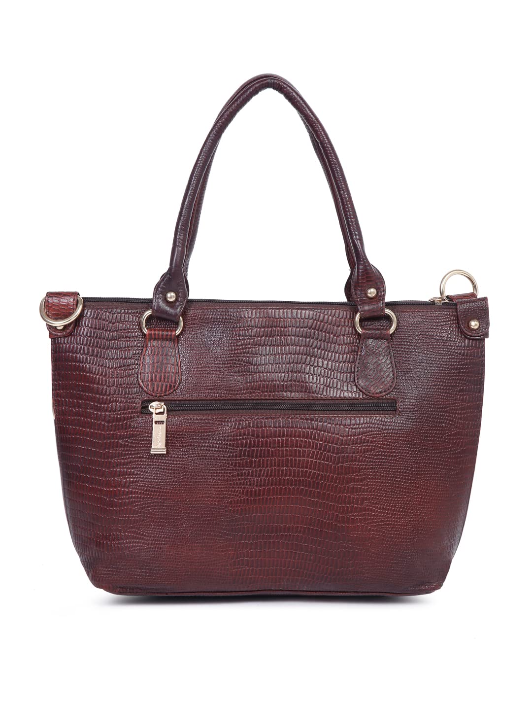 TEAKWOOD LEATHERS SOLID STRUCTURED MAROON LEATHER HANDHELD BAG 6