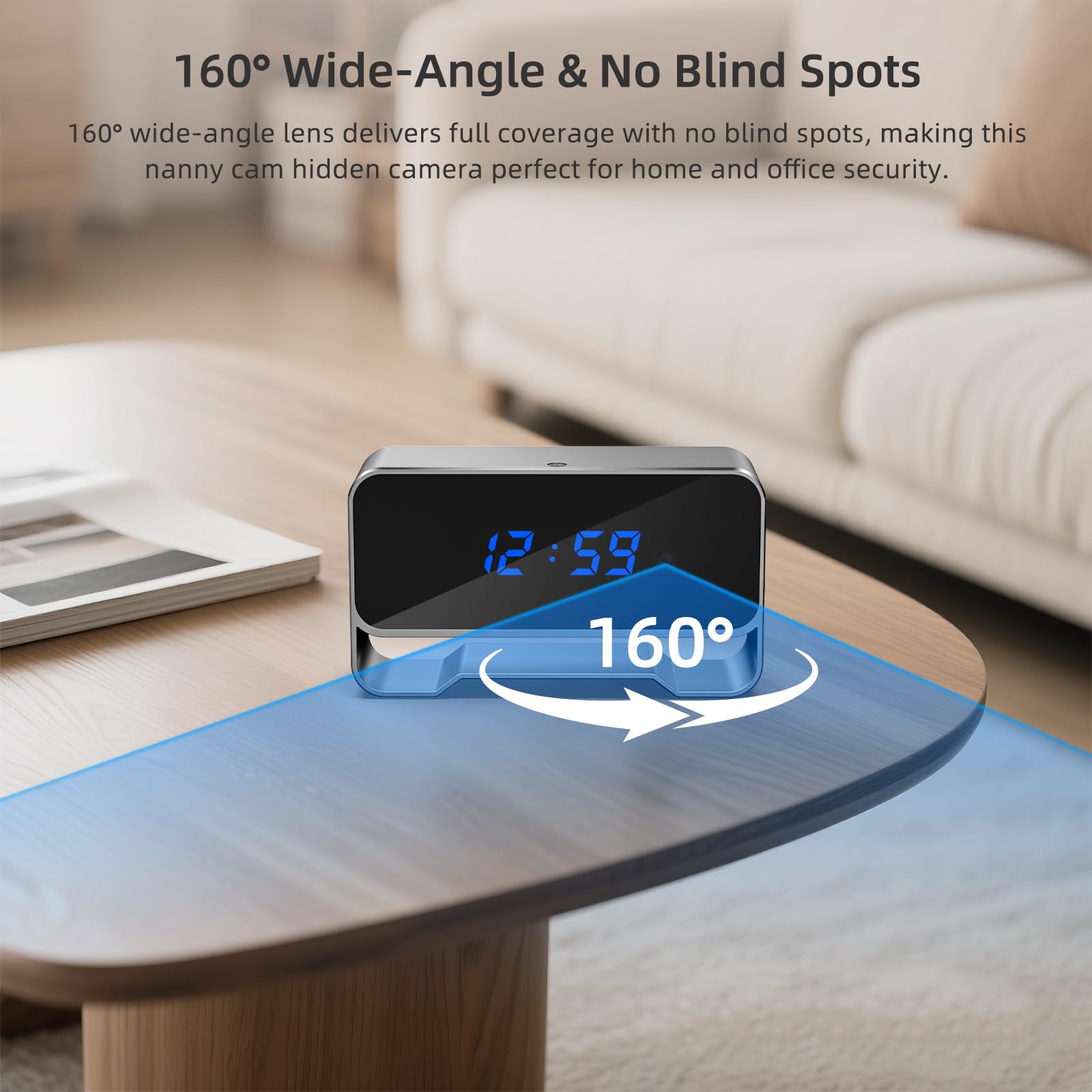 Voluart Hidden Camera Clock, 1080P HD WiFi Spy Cam with Functional Clock Display, Strong Night Vision & Motion Detection for Home Indoor Security 4