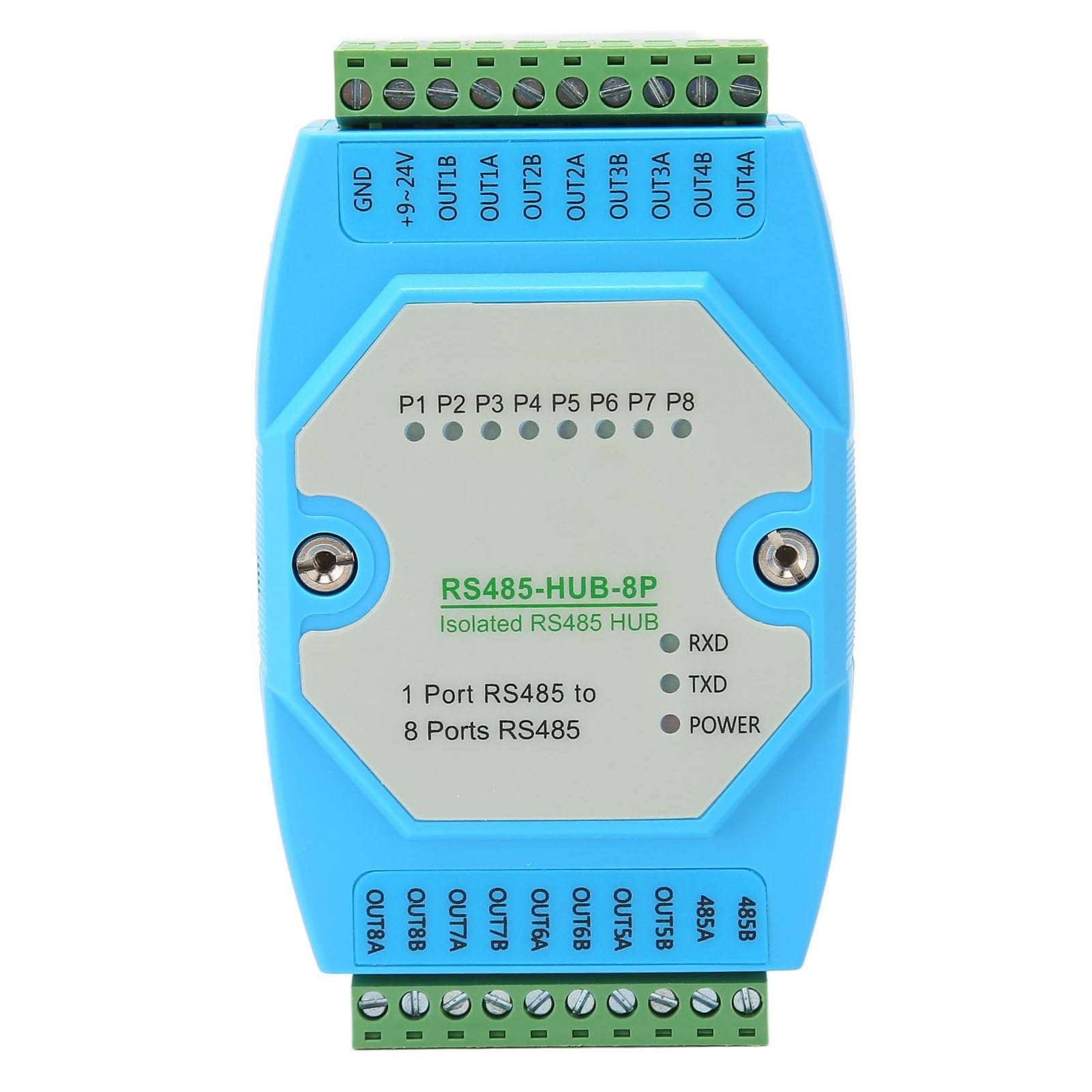 Bewinner Industrial Grade RS485 Hub Adopts, RS485 Hub 8 Ports 300 to 460800bps, 32 Nodes Self Adaptive Half Duplex Industrial RS485 Repeater for Relay Extension 1