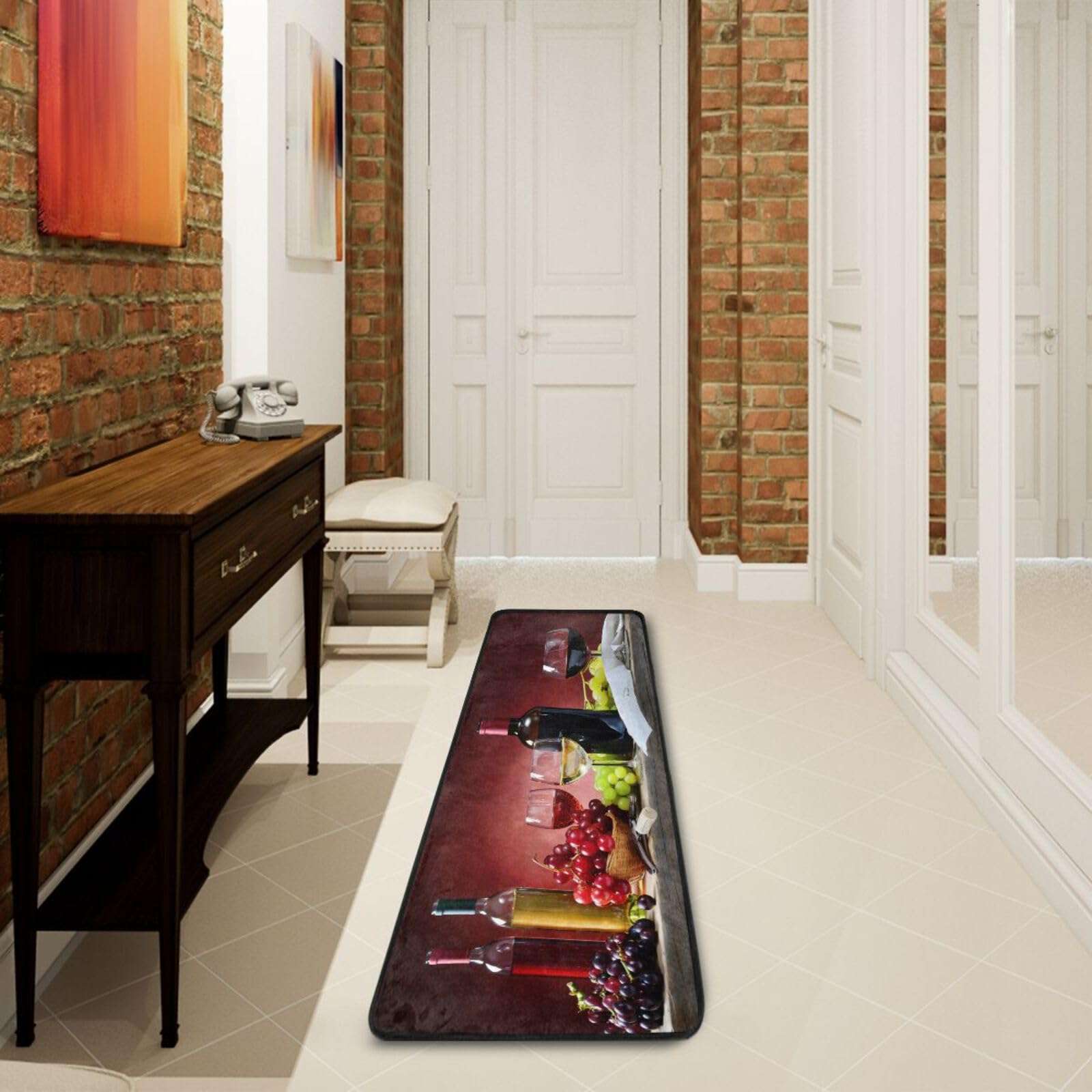 Vineyard Wine Grape Runner Rug, Soft Non Slip Long Area Rugs Floor Mat for Hallway Bedroom Living Room Kitchen 72 X 24 Inch 6