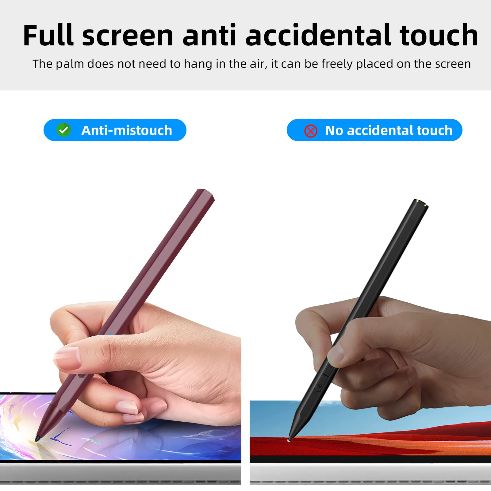 SSS·GRGB Stylus Pen for Microsoft Surface Pro9/8/X/7/6/5/4/3 Surface Go 3/2/1 Surface 3/Laptop/Studio/Book 4/3/2/1 with 4096 Tilt Pressure Palm Rejection Magnetic Attachment Rechargeable, Red 5