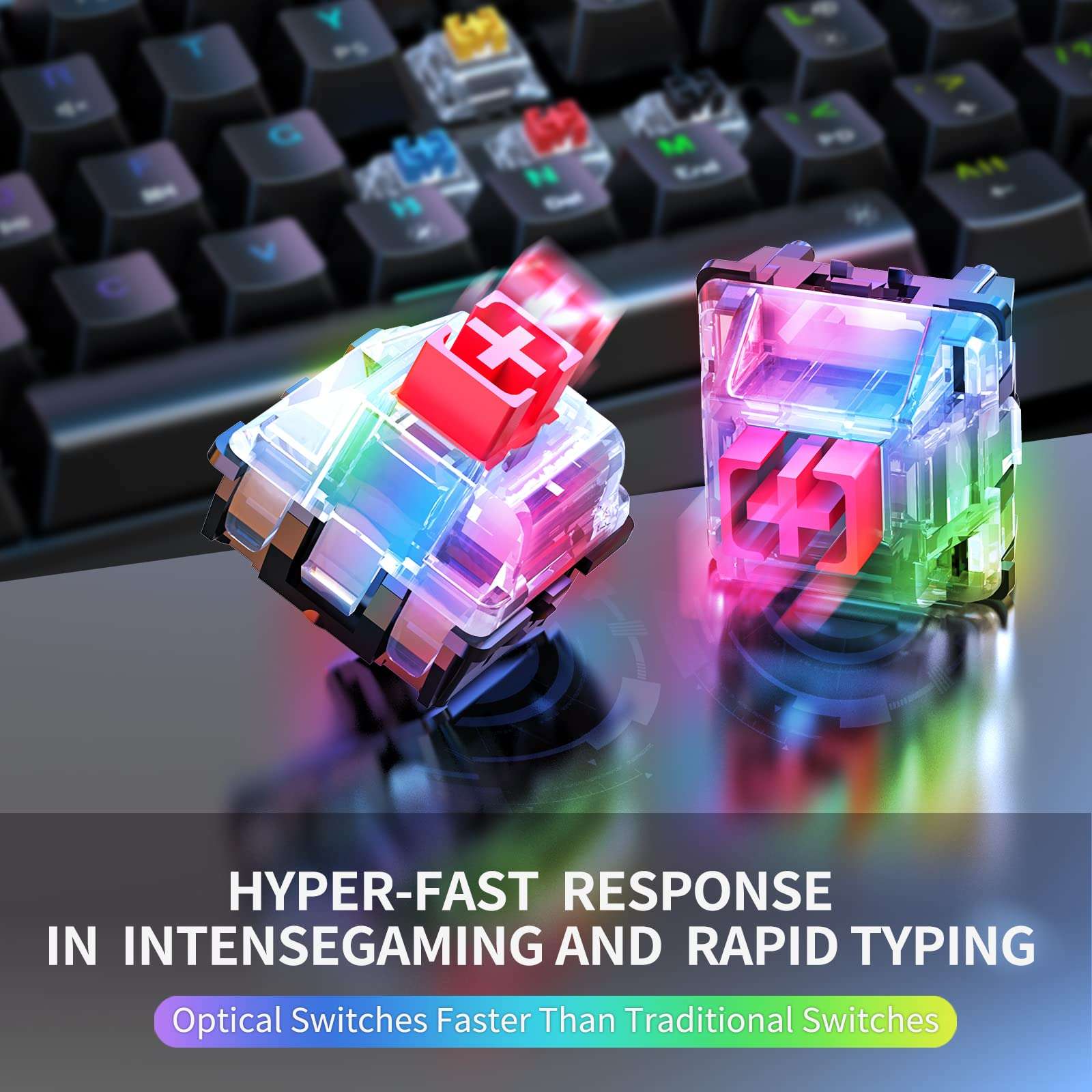 Punkston TH61 60% Mechanical Gaming Keyboard,RGB Backlit Wired Ultra-Compact Mini Mechanical Keyboard Full Keys Programmable Black (Optical Red Switch) 4