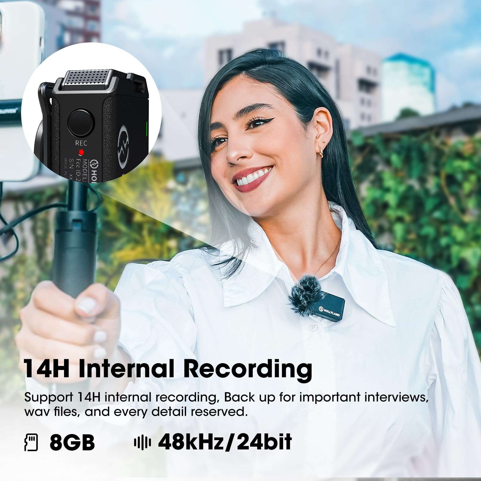 Hollyland Lark Max Wireless Lavalier Microphone System for Pro Recording with Advanced ENC, 24bit, 22H Duration, 820ft(250m) Range, Compatible with DSLR Camera, iPhone, Android, PC-Black 4