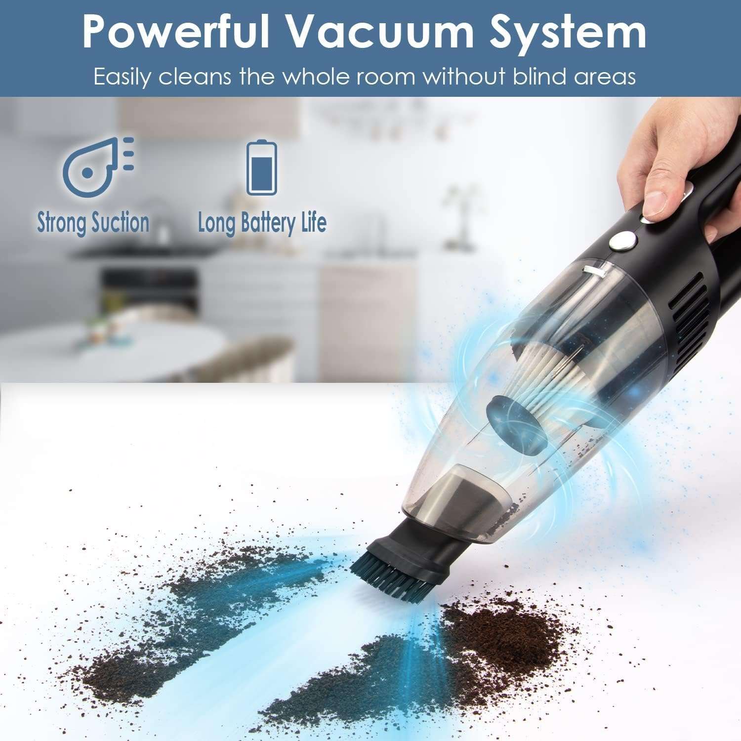 REXERA Wireless Handheld Portable Car Vacuum Cleaner 2 in 1 | USB Rechargeable 2X High Power Cordless Mini Car Vacuum Cleaner Traveling Car and Home Dual Purpose Vacuum Cleaner (Multy) 3