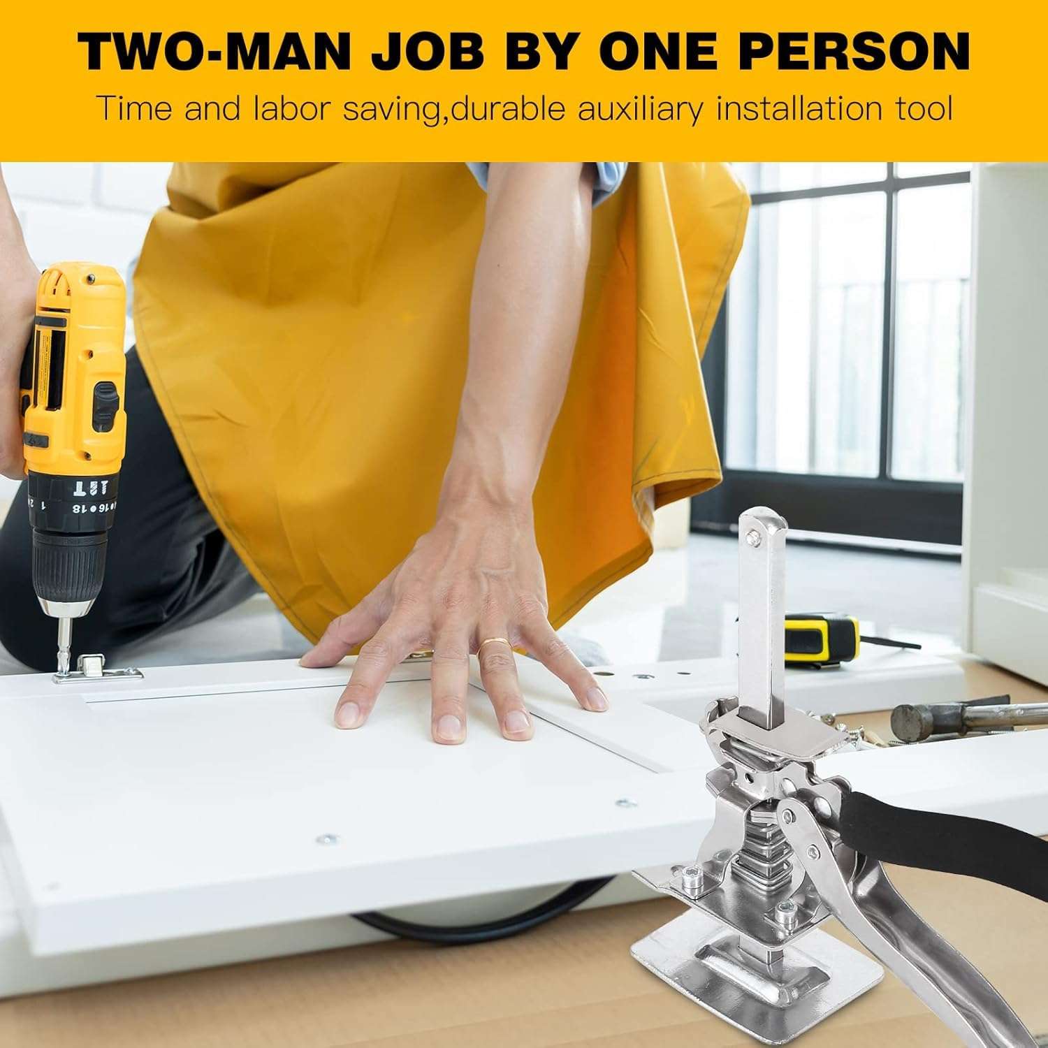 GRILAX Labor-Saving Arm Jack – 8-Inch Multifunctional Furniture Lifter for Cabinet and Door Installation, Lifts Up to 220 LBS, 3.9-inch Hand Lift (1 Piece | Solid Rod) 4