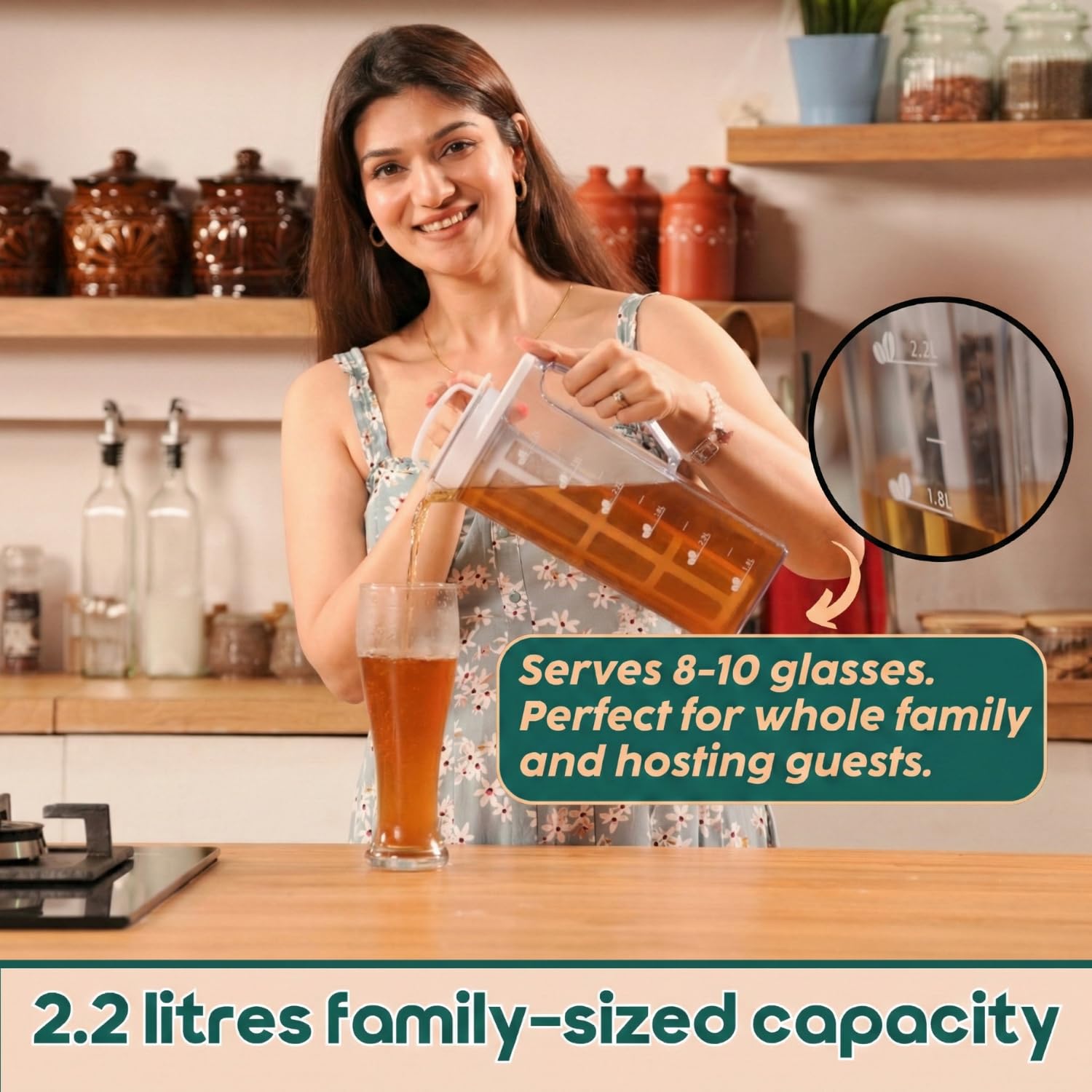 InstaCuppa Cold Brew Coffee Maker 2.2L – BPA-Free Jug with Measurement Markings, Fine Nylon Mesh Filter, Airtight Lid, Leak-Proof V-Spout, Easy-Grip Handle, Iced Coffee Maker Pitcher 4