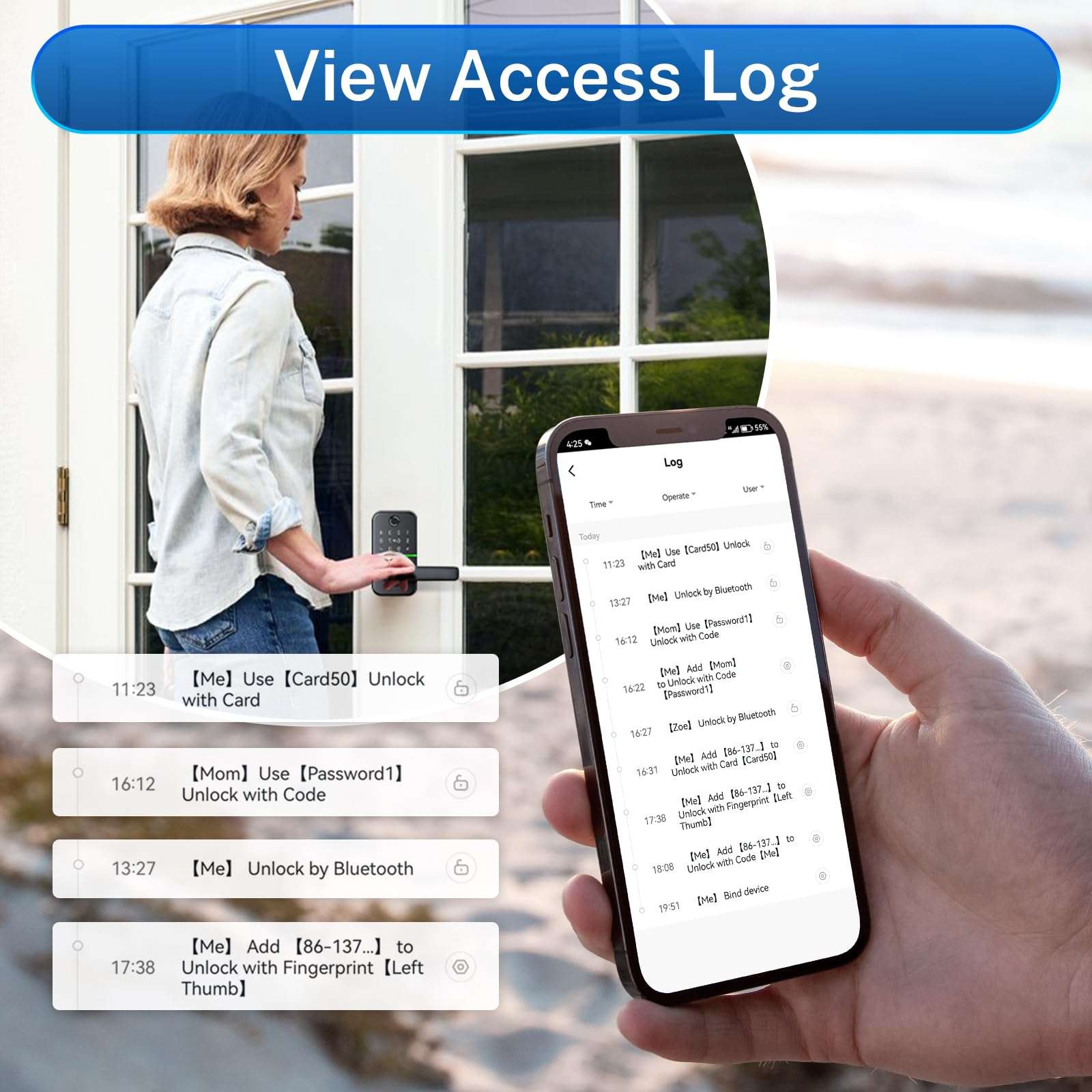 Wifi Smart Door Lock with Handle: Keyless Entry Door Lock Include Tuya Gateway, Wifi Door Handle Smart Lock, Remote Control Digital Lock for Front Door Anywhere, Compatible with Alexa to Voice Control 4