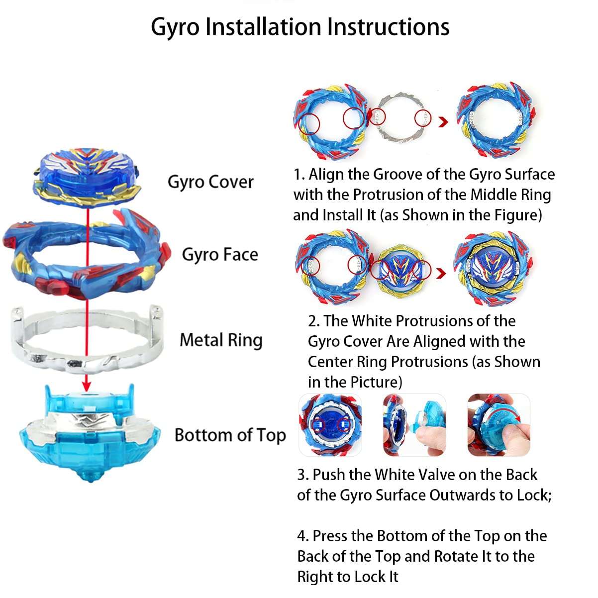 Hozuumo Gyro Battling Top Burst Gyro Toy Set, with Gyro Launchers and Handle Combat Battling Game, Gift for Kids Children,B-187 3