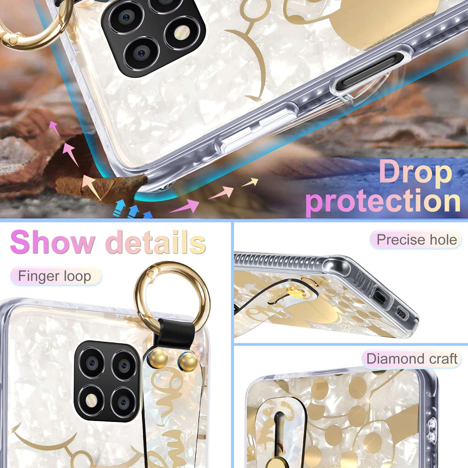 Trendy Fun Black Mini for Motorola Moto G Power 2021 Case with Wrist Strap for Girls Women Girly Cute Cartoon Character Wristband Lanyard Funny Cool Kawaii Phone Cases Cover for Moto G Power 2021 4