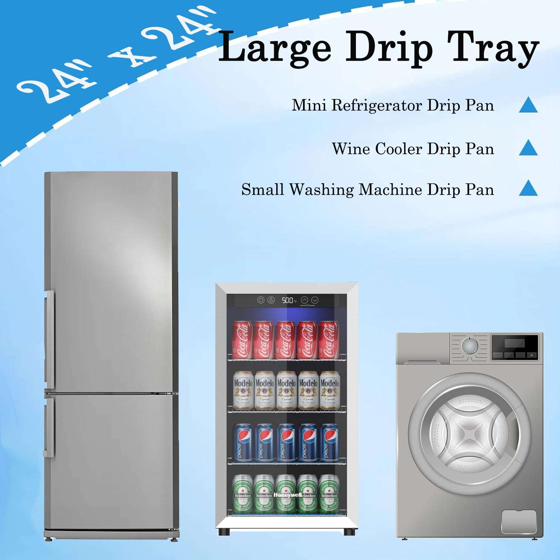 Refrigerator Floor Protector, 24" x 24" x 0.8" Mini Fridge Silicone Mat, Under Refrigerators Mat with Raised Edge, Laundry Guards for Washer and Dryer, Large Drip Tray, 2 Pack, Grey 5