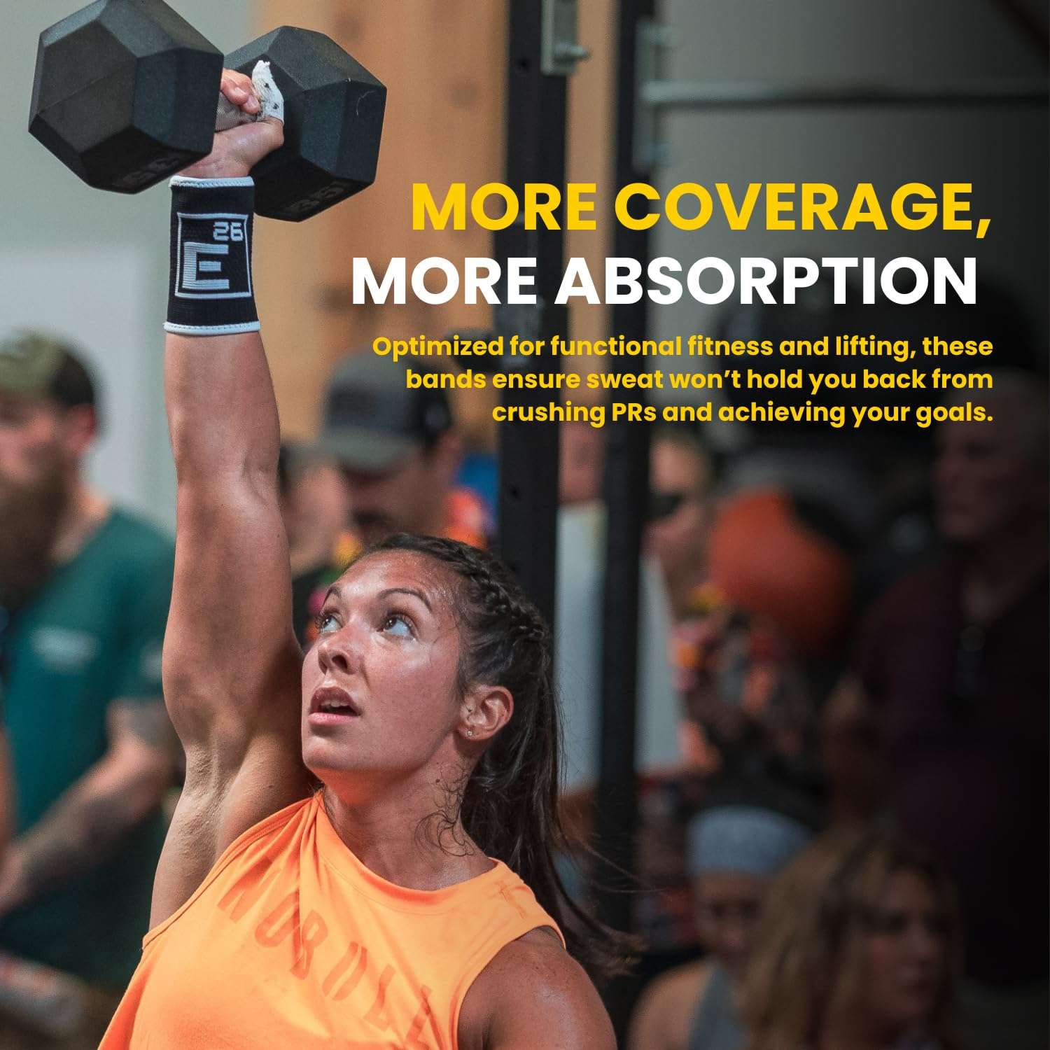 Element 26 Wrist Sweat Bands (4 Pack) - Sweat Wicking for Men and Women - Sweat Bands for Cross Training, Weightlifting, Functional Fitness, Sports - Black, Large 6