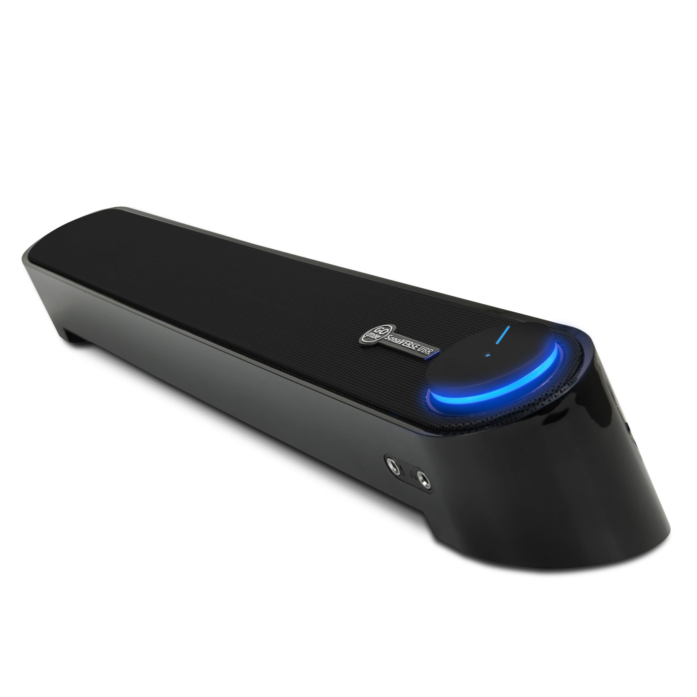 GOgroove Computer Speaker Mini Soundbar - USB Powered PC Sound Bar with Easy Setup Wired AUX, Stereo Audio, Microphone Port, Volume Control Knob, Under Monitor Design for Desktop (Blackout) 1