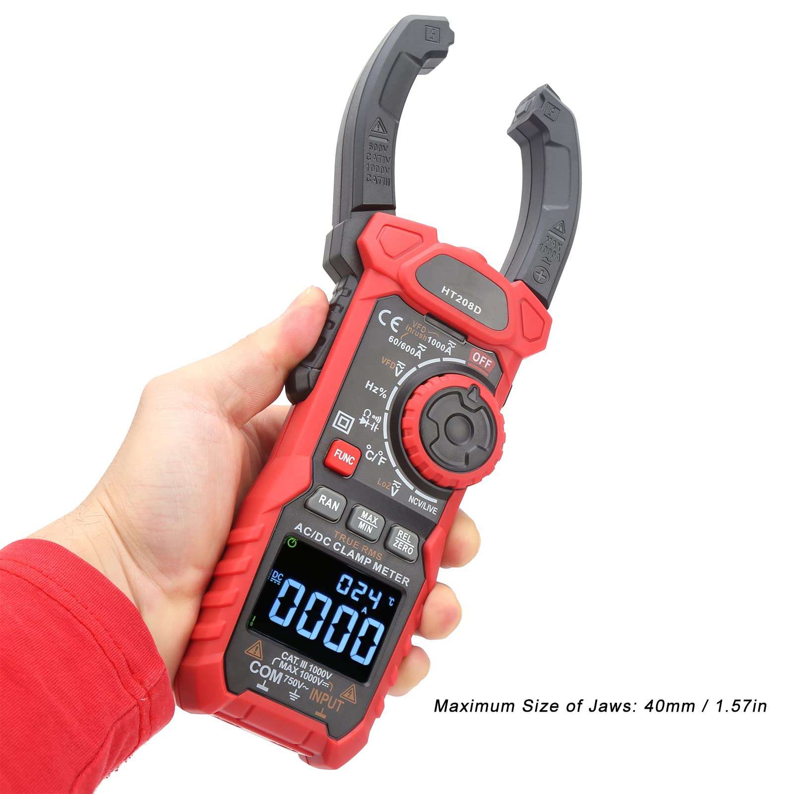 Ozgkee HT208D Digital Clamp Meter Ac/DC Voltage Current Ncv Tester Multimeter 6000 Counts DC Current Clamp Meter 6