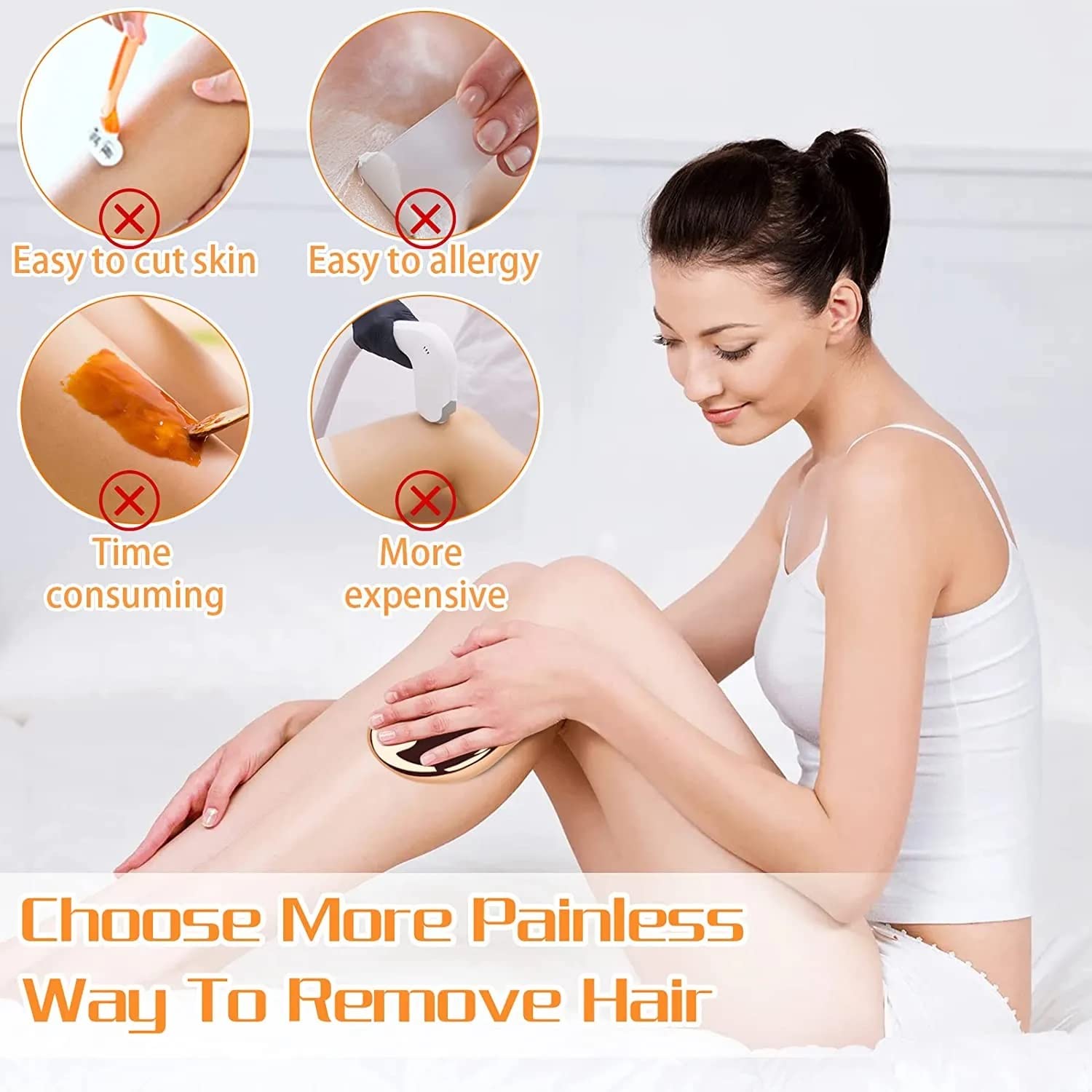 BELVACOR Crystal Hair Eraser for Women and Men, Reusable Crystal Hair Remover Device Magic Painless Exfoliation Hair Removal Tool, Magic Hair Eraser for Back Arms Legs(Gold) 5