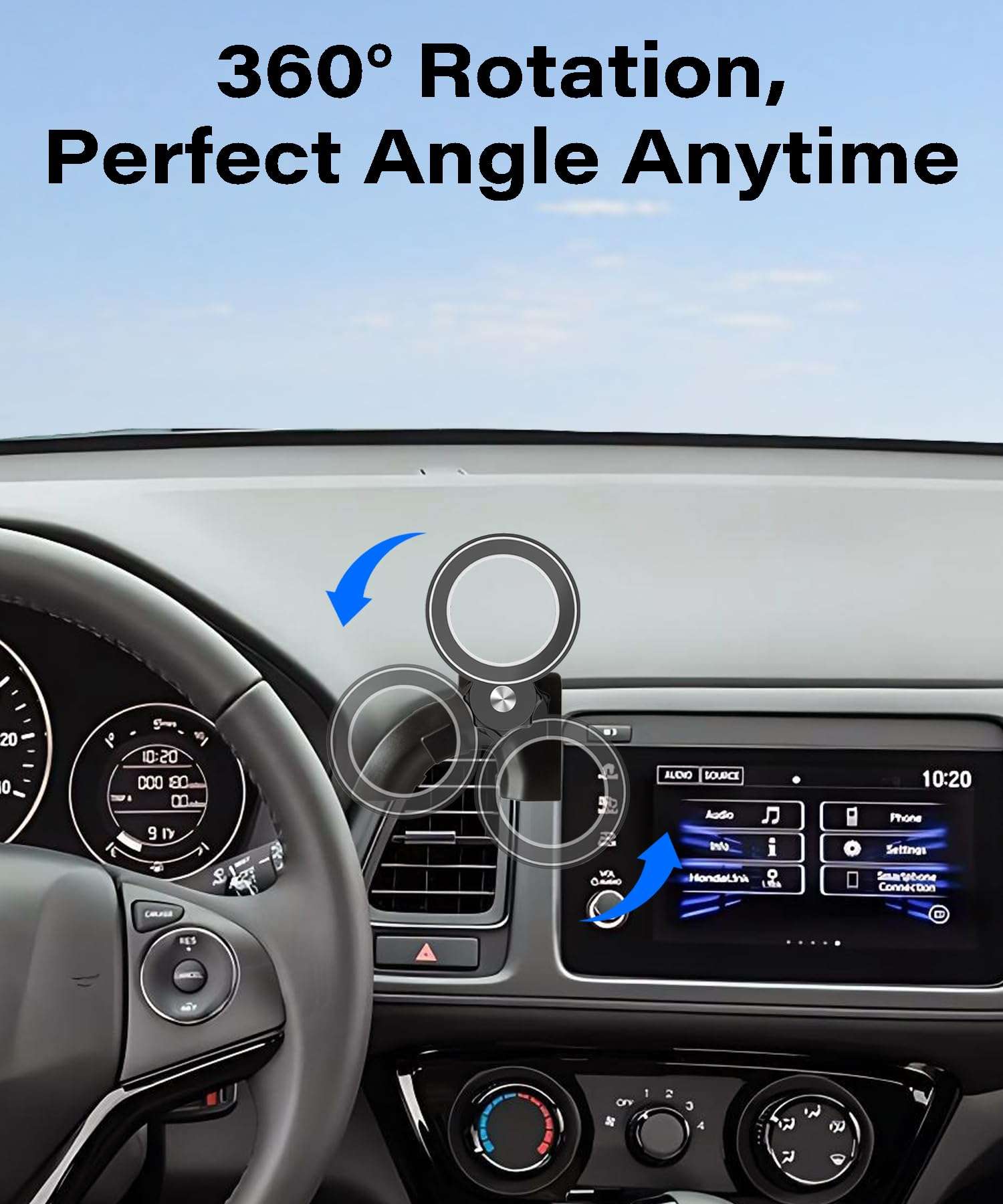 AbeeyGeomarn Car Phone Holder for Honda HRV HR-V 2016-2022 Accessories Compatible with MagSafe Cell Phone Mount Hands-Free 360 Degree Rotation Does Not Affect Air Vent 5