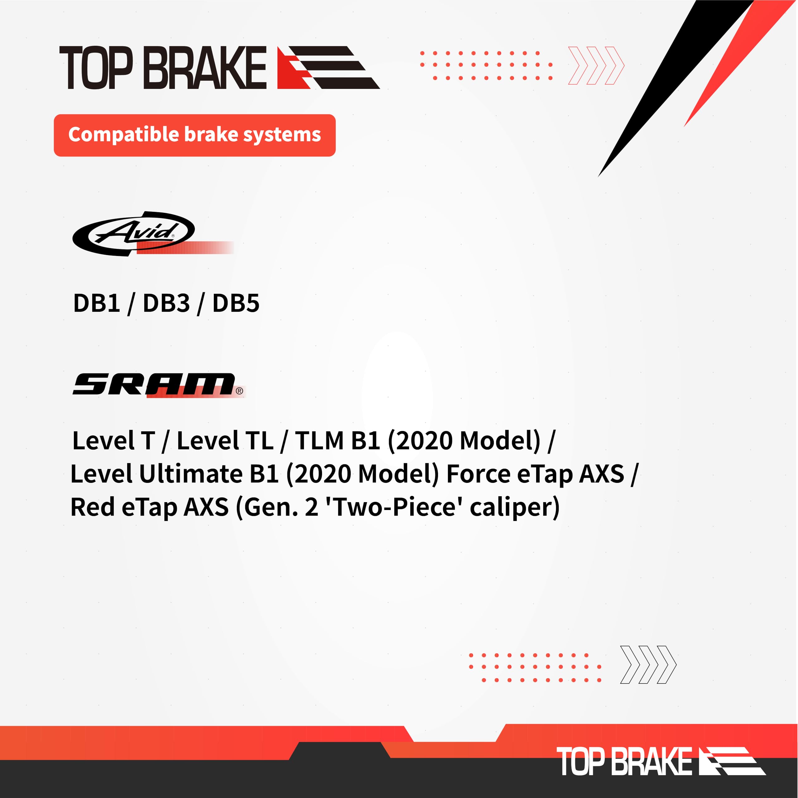 TOP BRAKE Disc Road Bike Brake Pads for SRAM Level Ultimate/Red/AXS Force Road and XC MTB Brake Set |Road Bike,Gravel MTB|Ceramic Compound,Silent Option,Performance Version, Red (PIN Included) 3