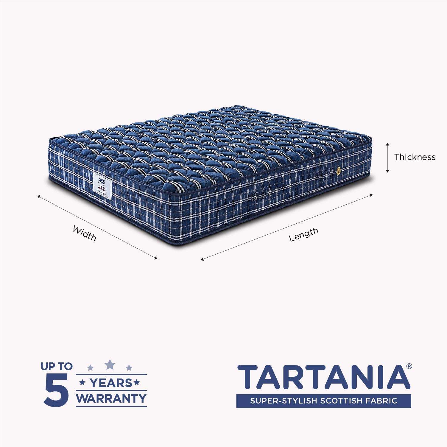 peps Tartania 6-Inch Woven Fabric Top Single Size Pocketed Spring Mattress (Dark Blue84X42X06) with 1 Free Pillow 3