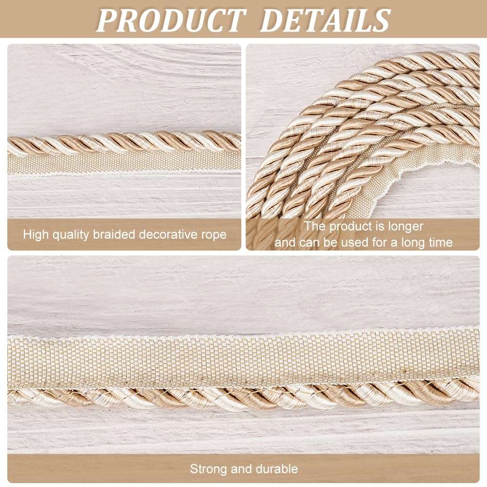 FINGERINSPIRE 6.6Yard Twisted Lip Cord Trim 21mm Wide Twisted Cord Trim Ribbon Dark Khaki Twist Lip Ribbon Rope Polyester Twisted Trim Cord Rope for DIY Handmade Carfts Home Curtain Sofa Decor 5